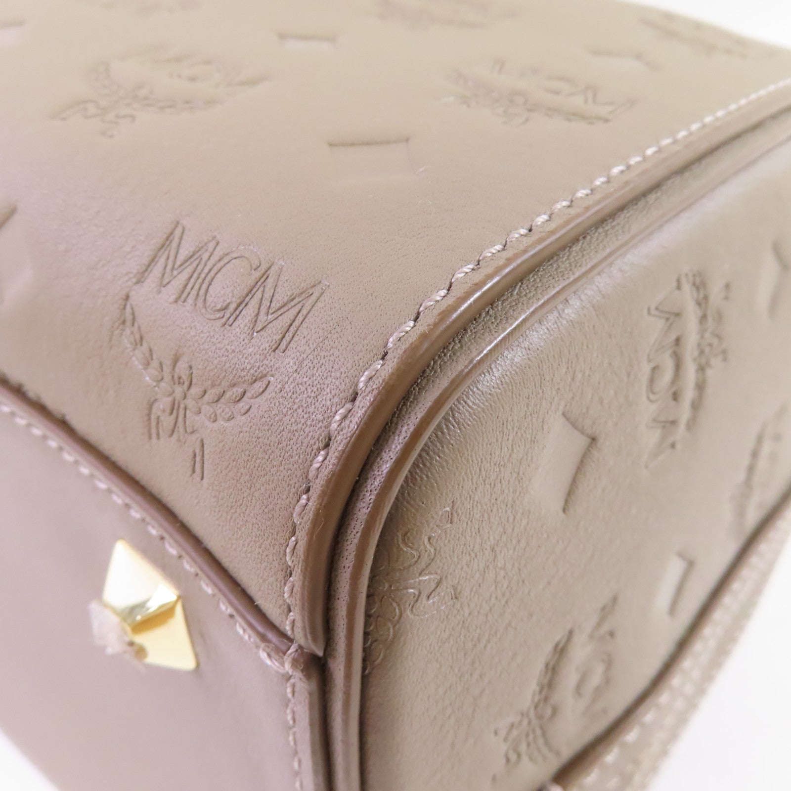 MCM 牛皮皮革2Way Shoulder Bag金扣手挽肩背兩用袋灰色