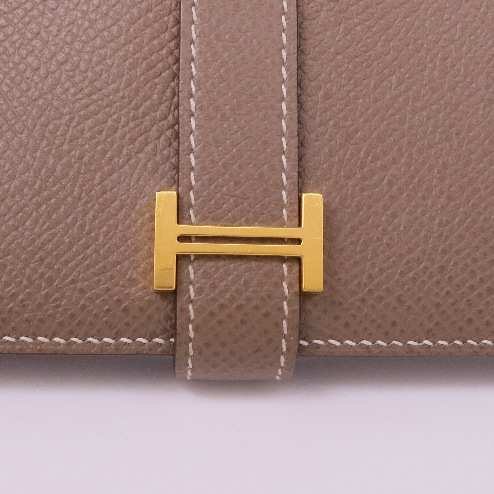 HERMES Epsom皮革Bearn Soufflet金扣長錢包Etoupe