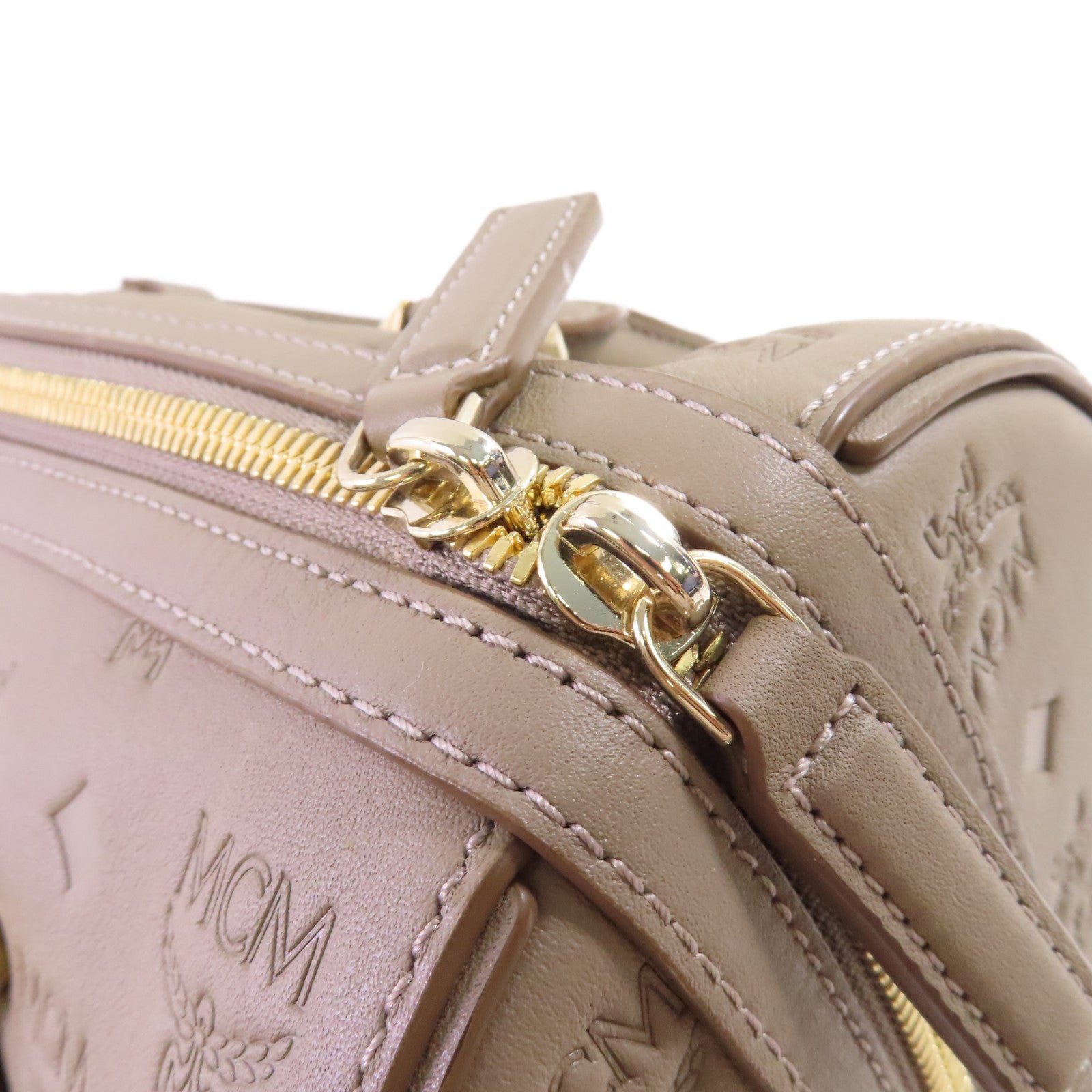 MCM 牛皮皮革2Way Shoulder Bag金扣手挽肩背兩用袋灰色