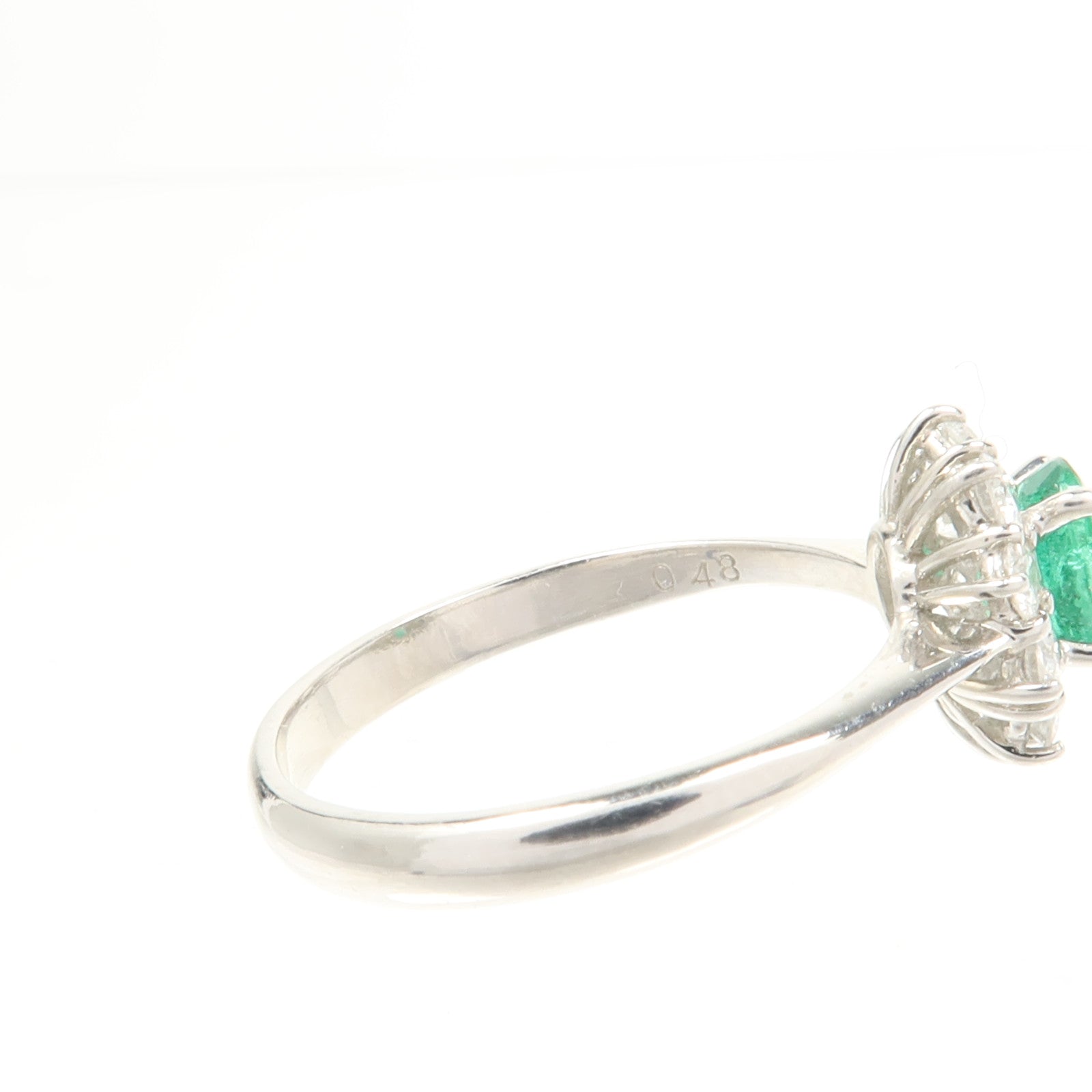 JEWELRY PT900鉑金Emerald Diamond Ring綠寶石/鑽石戒指US#6.75