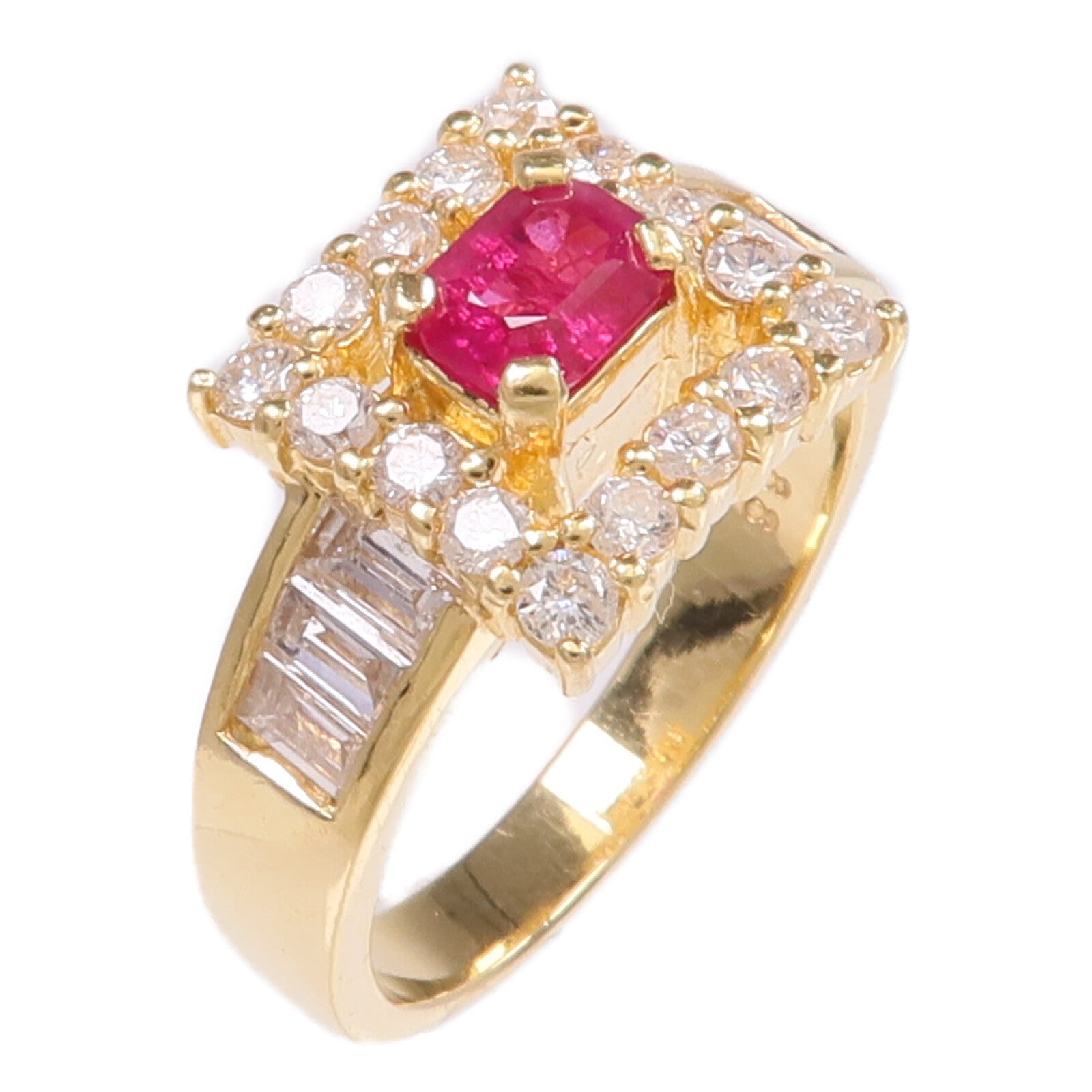 JEWELRY 【激減優惠】18K黃金Ruby Diamond Ring紅寶石/鑽石戒指US#6