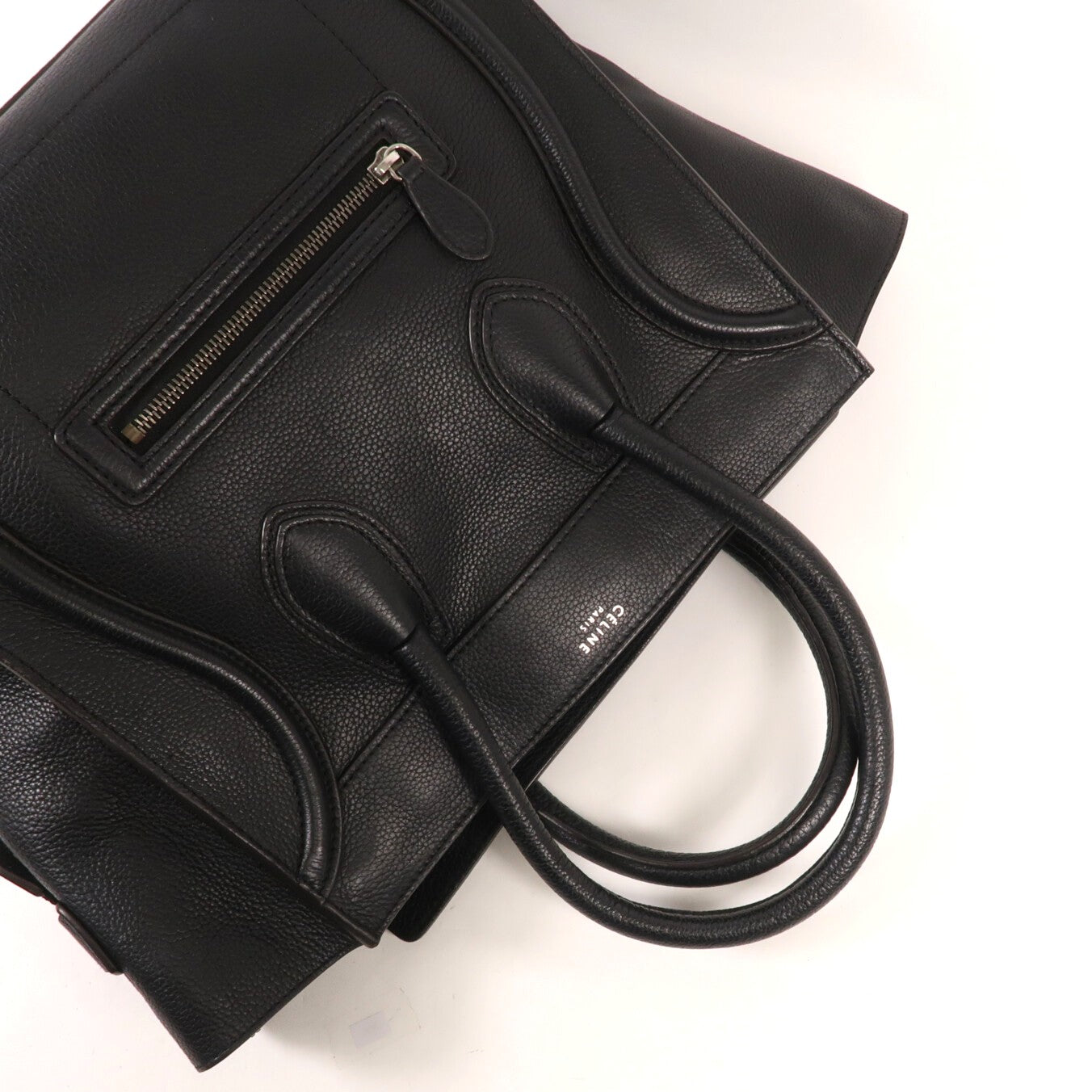 CELINE 牛皮皮革Mini Luggage銀扣手挽袋