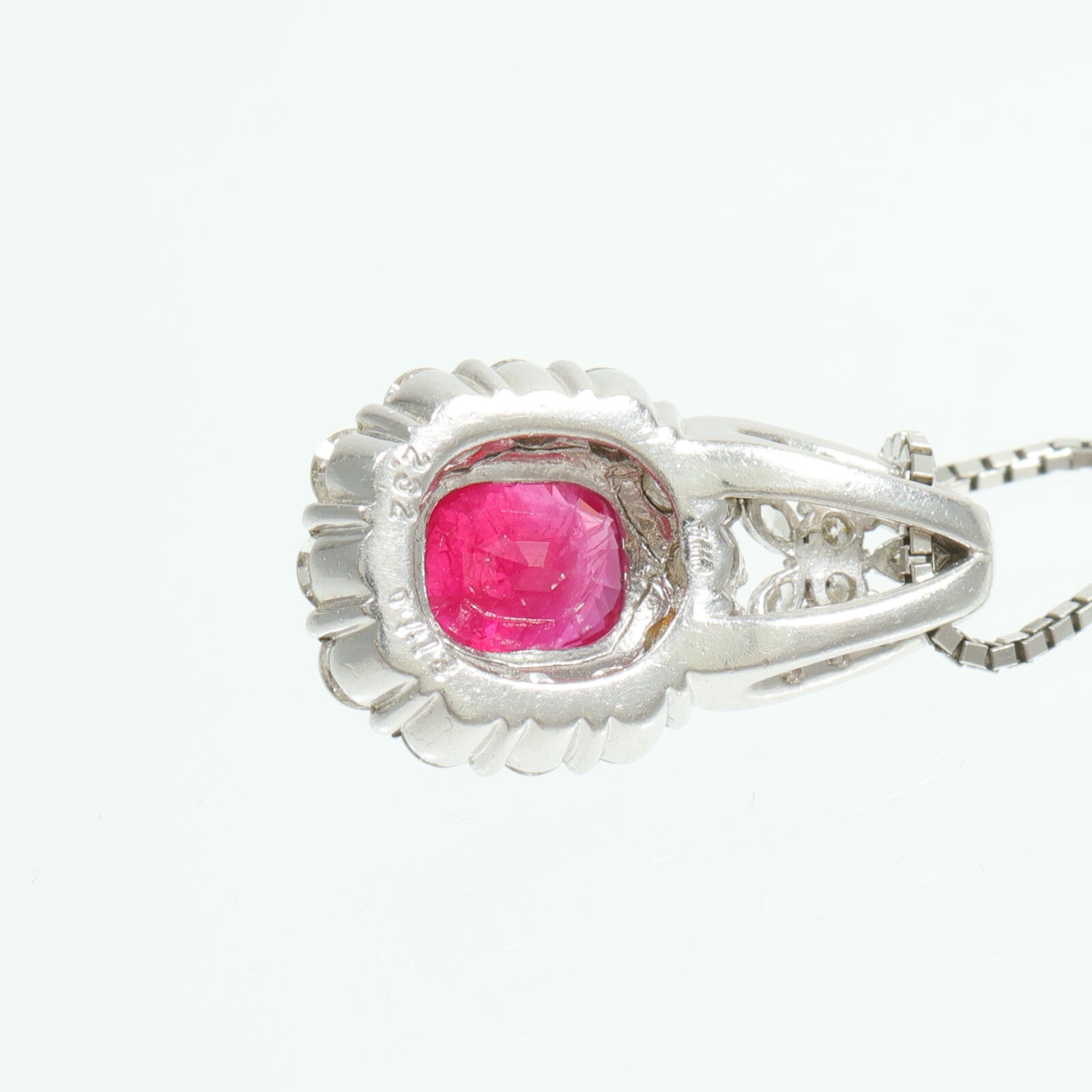 JEWELRY PT850鉑金Ruby Diamond Necklace紅寶石/鑽石項鍊