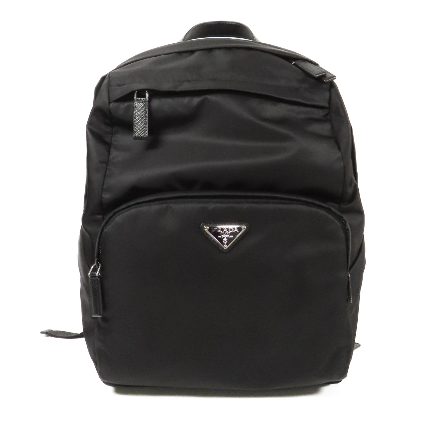 PRADA 【激減優惠】尼龍/Saffiano皮革Re-Nylon/Saffiano Backpack銀扣背包