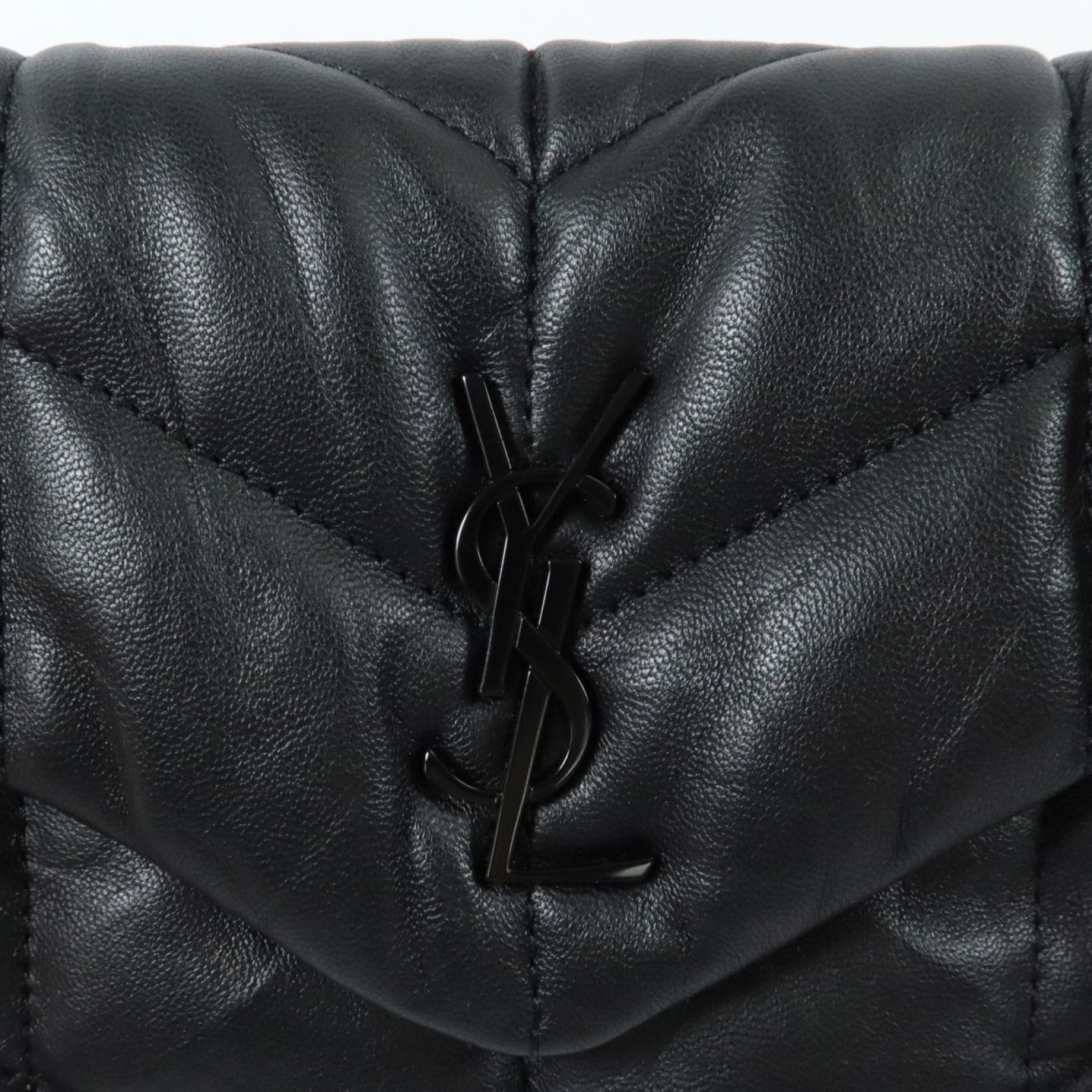 SAINT LAURENT 羊皮皮革Puffer Toy銀扣鏈帶肩背袋