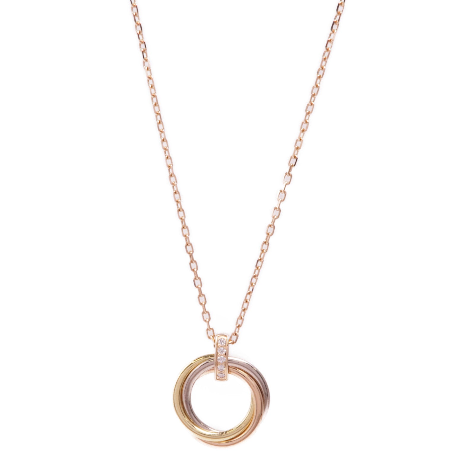 CARTIER Trinity Necklace 5P Diamond B7058700 18K Yellow White Pink Gold