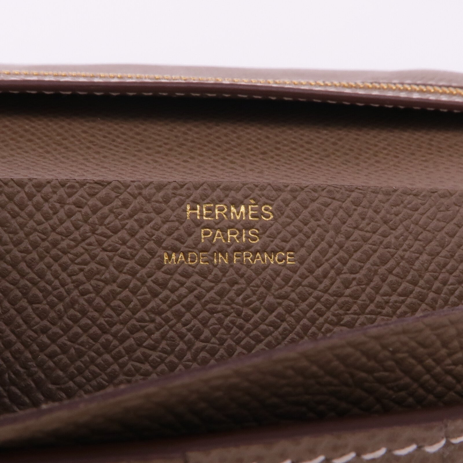 HERMES Epsom皮革Bearn Soufflet金扣長錢包Etoupe