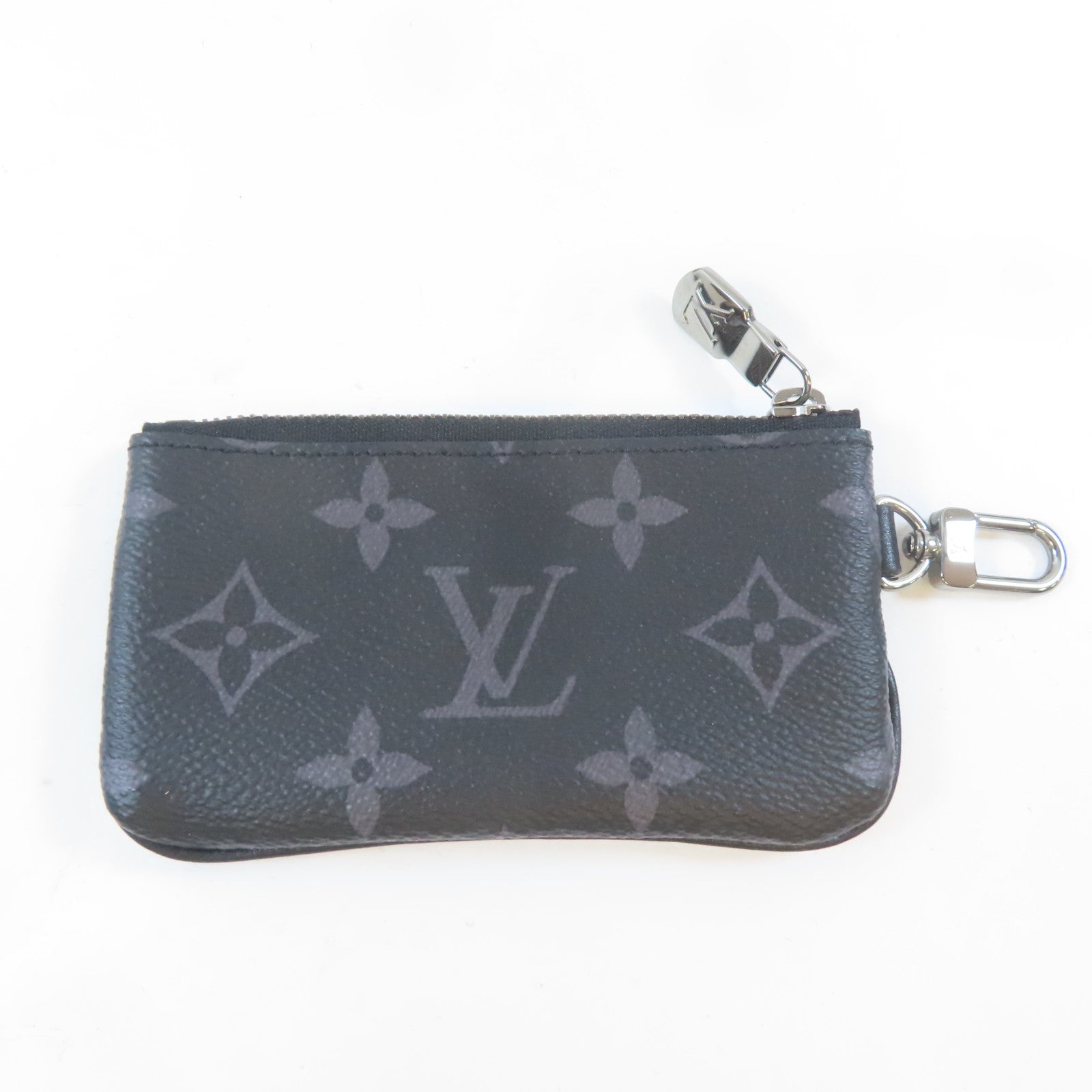 LOUIS VUITTON Monogram Eclipse Reverse Trio Messenger銀扣肩背袋黑色