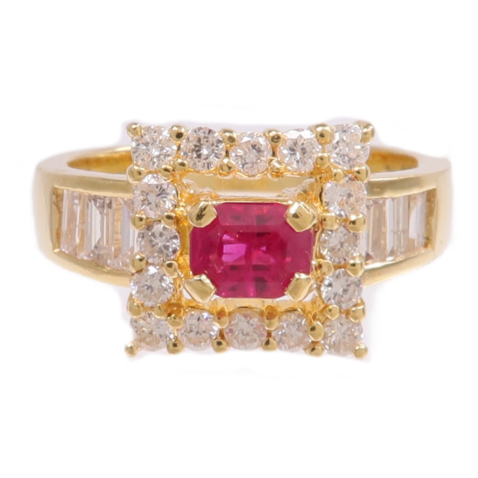 JEWELRY 【激減優惠】18K黃金Ruby Diamond Ring紅寶石/鑽石戒指US#6