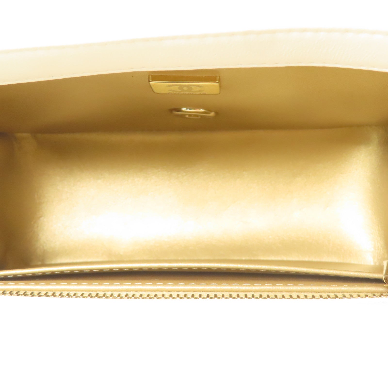 CHANEL 羊皮皮革Classic Mini 17cm金扣鏈帶肩背袋