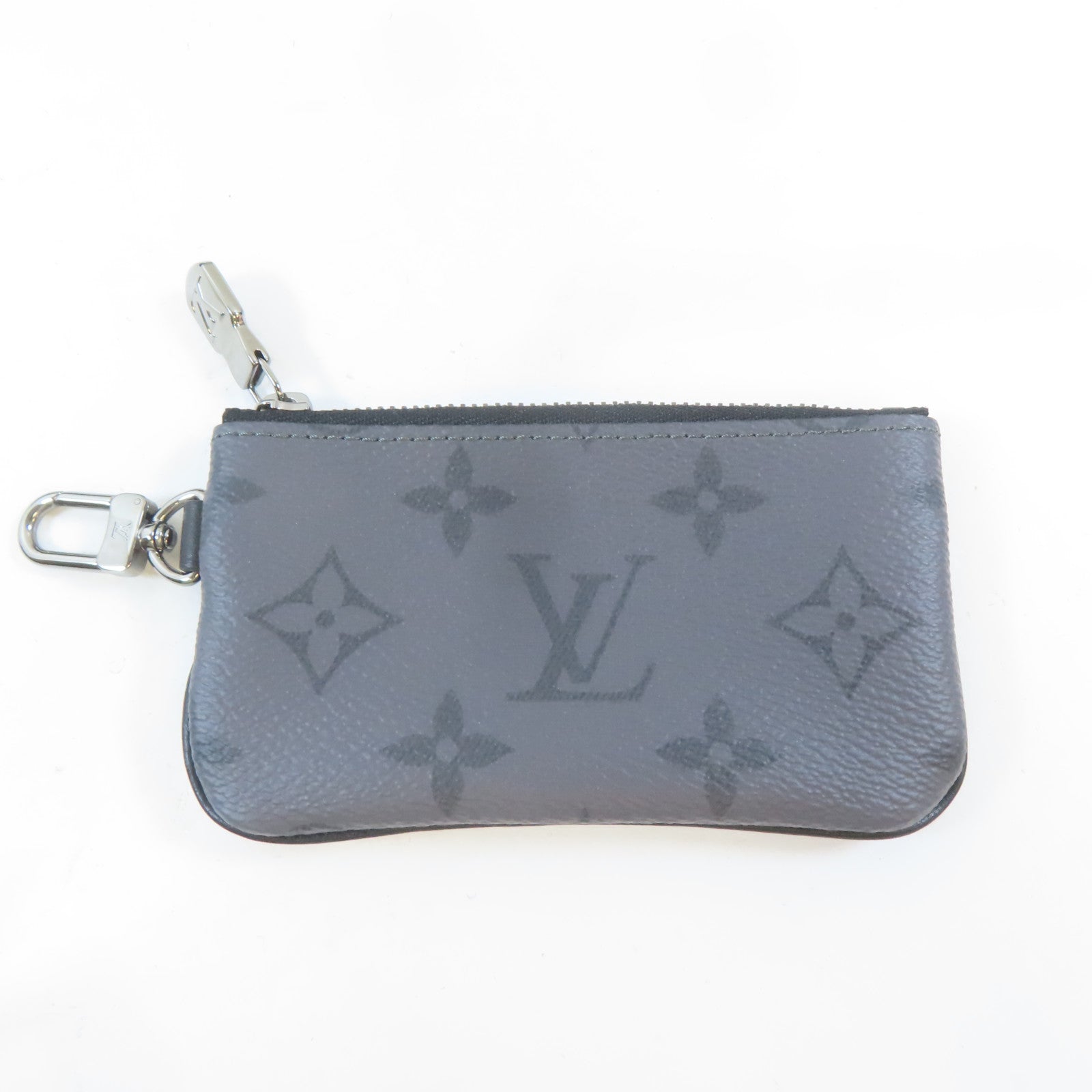 LOUIS VUITTON Monogram Eclipse Reverse Trio Messenger銀扣肩背袋黑色