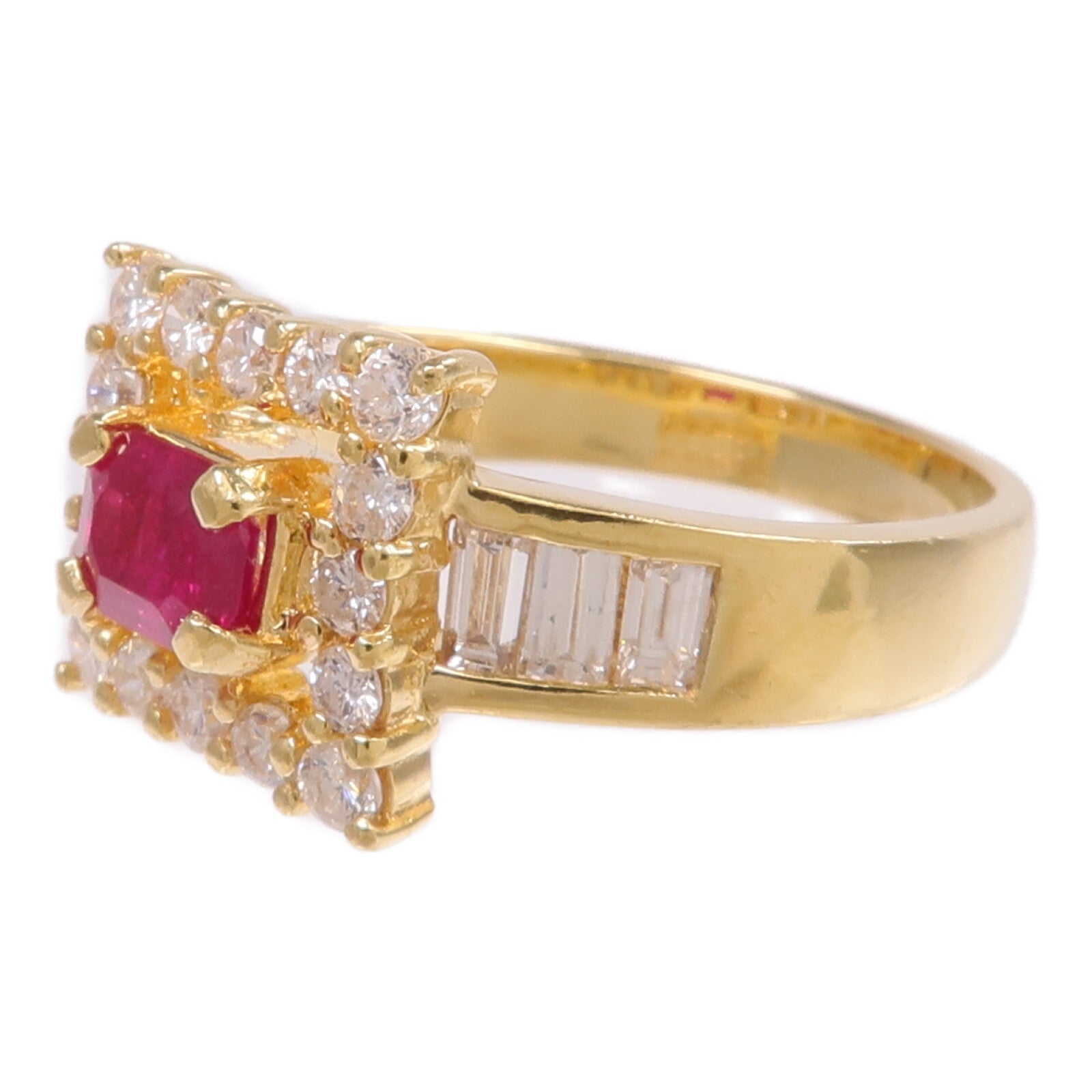 JEWELRY 【激減優惠】18K黃金Ruby Diamond Ring紅寶石/鑽石戒指US#6
