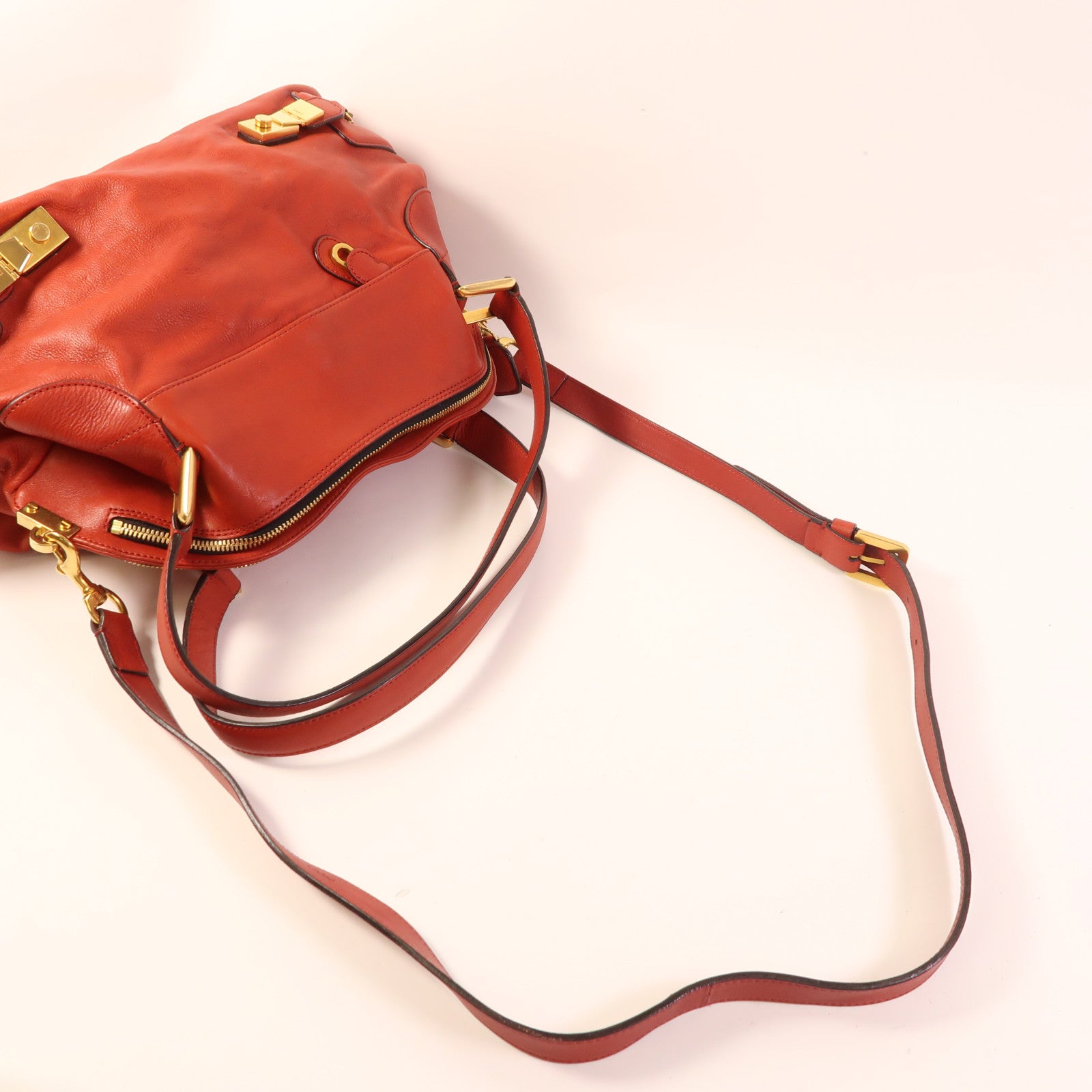 Chloe 牛皮皮革2 Way Bag金扣手挽肩背兩用袋