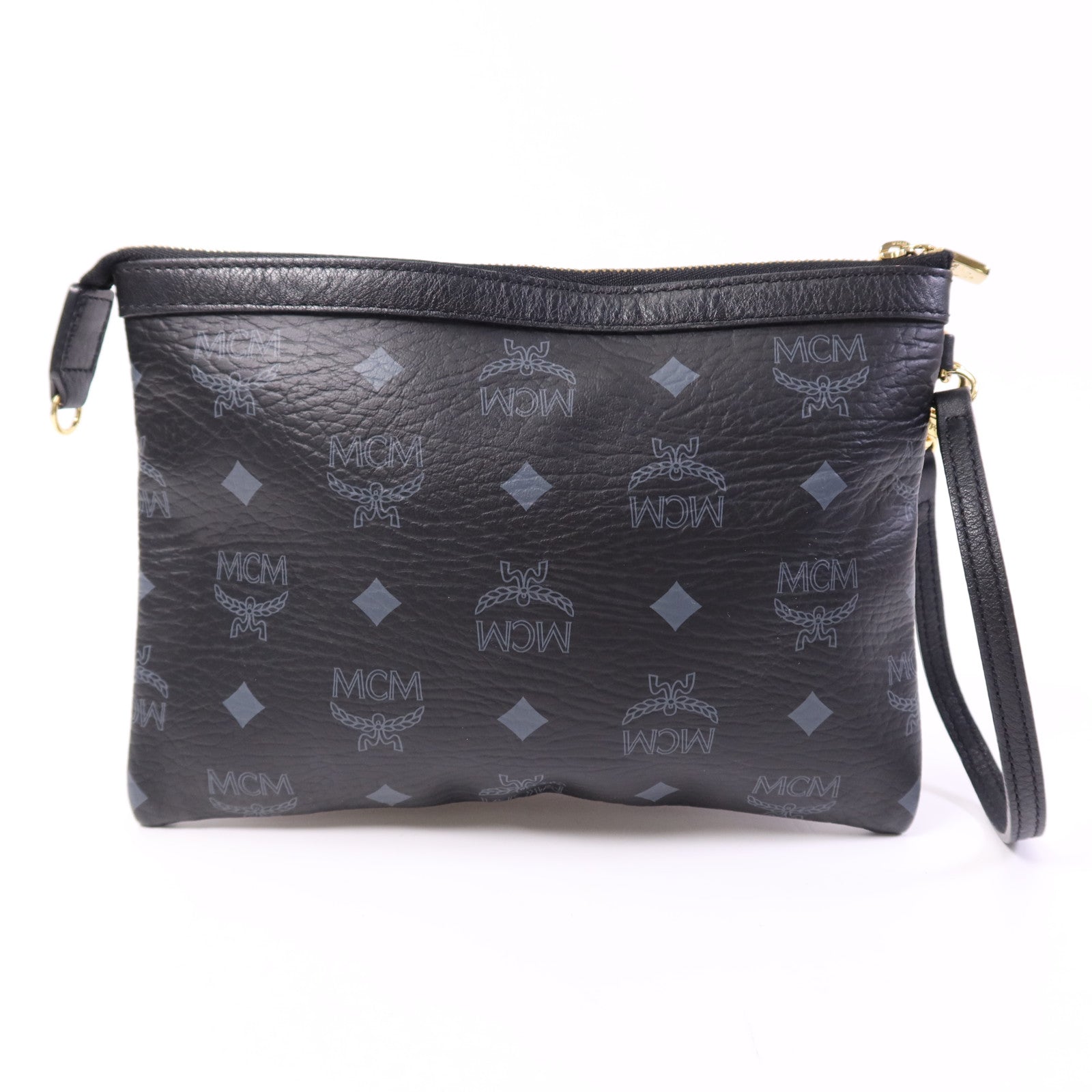 MCM 塗層帆布Clutch金扣手拿包