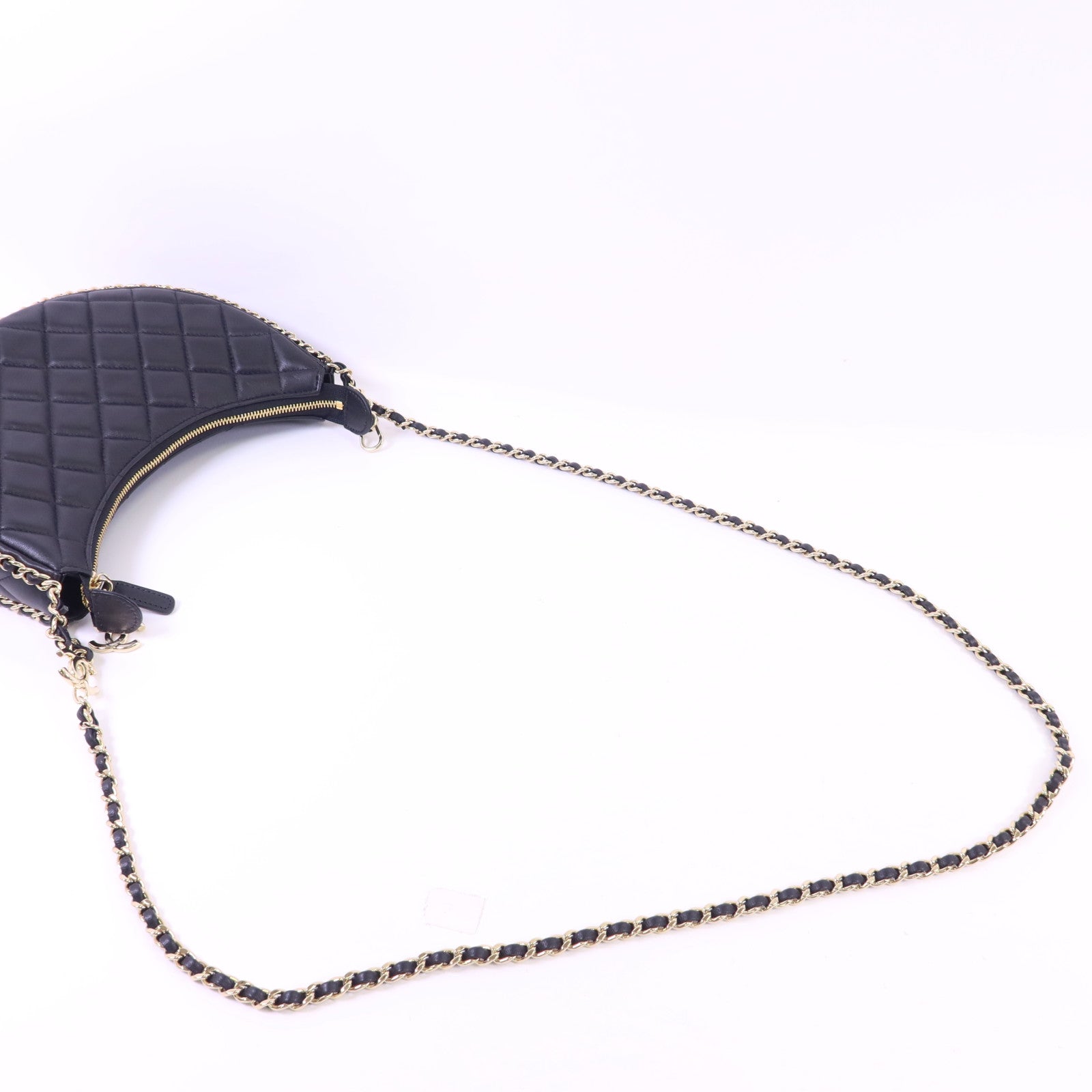 CHANEL 羊皮皮革Matelasse Hobo金扣鏈帶肩背袋