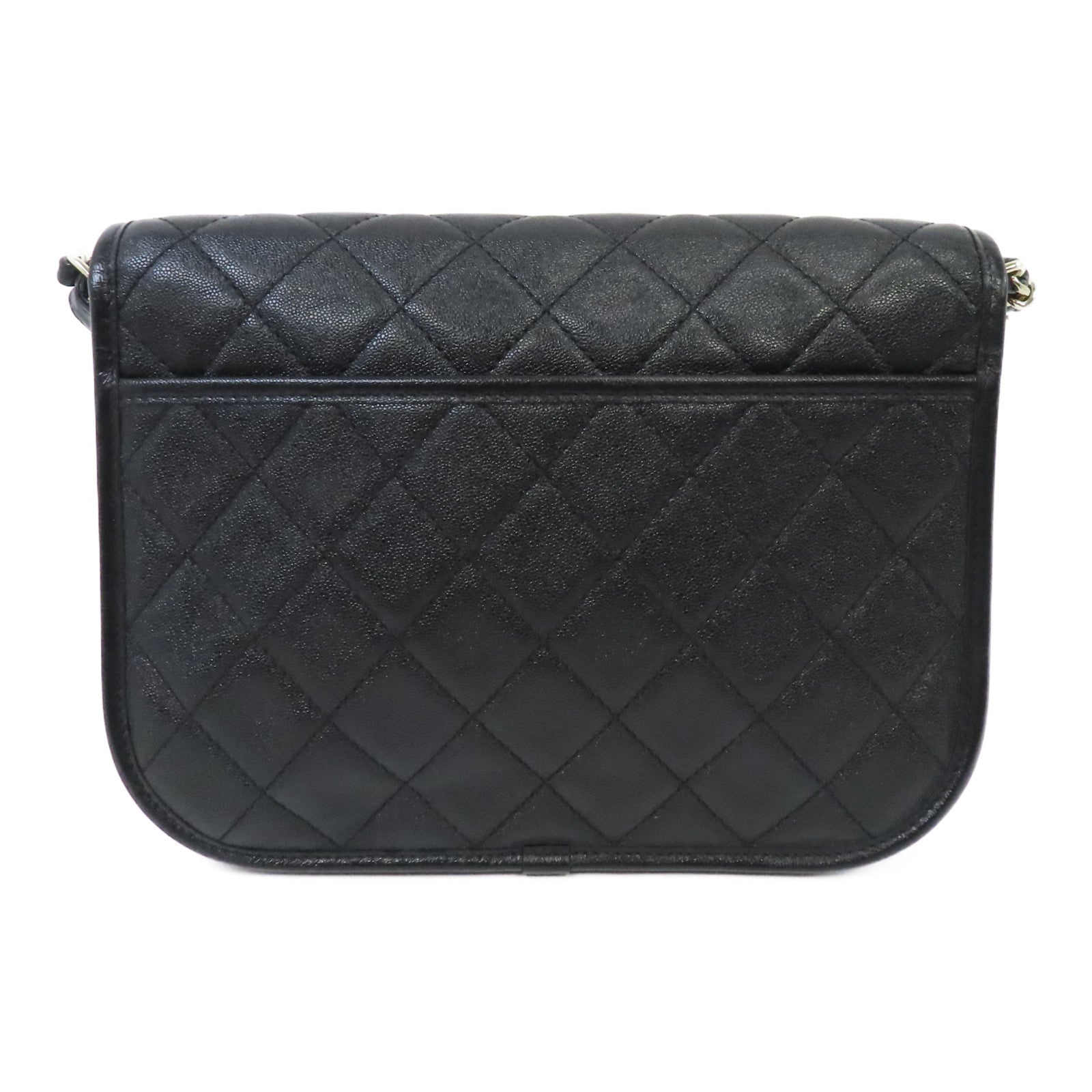 CHANEL 菱格Caviar皮革Chain Shoulder金扣鏈帶肩背袋