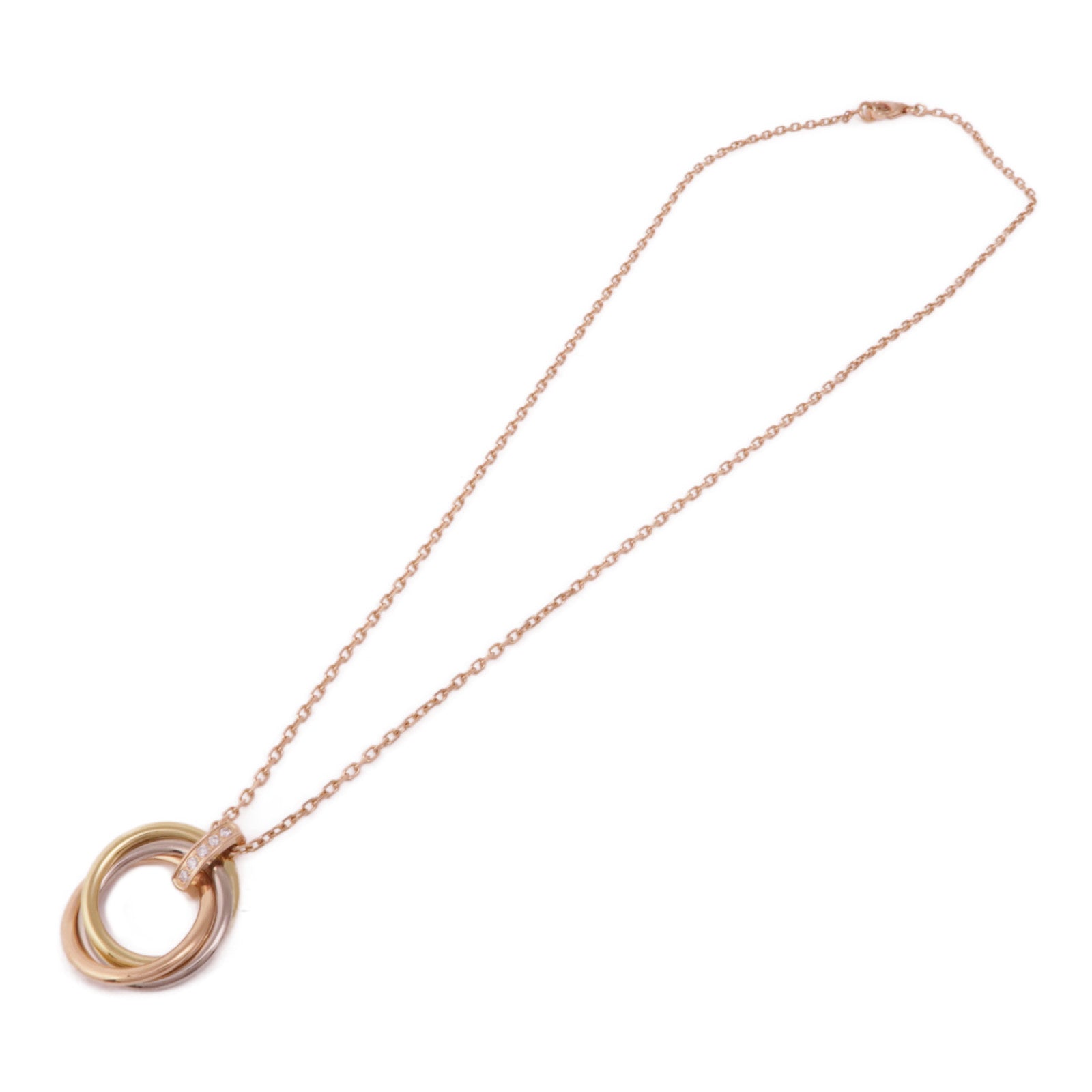 CARTIER Trinity Necklace 5P Diamond B7058700 18K Yellow White Pink Gold