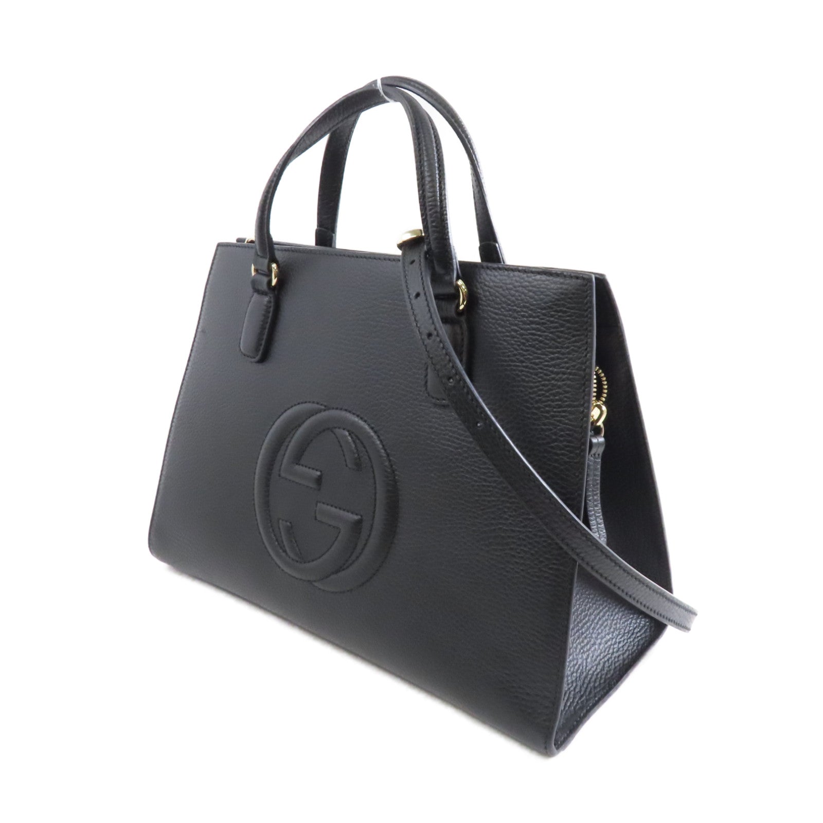 GUCCI 牛皮皮革Soho Shoulder Bag金扣手挽肩背兩用袋黑色