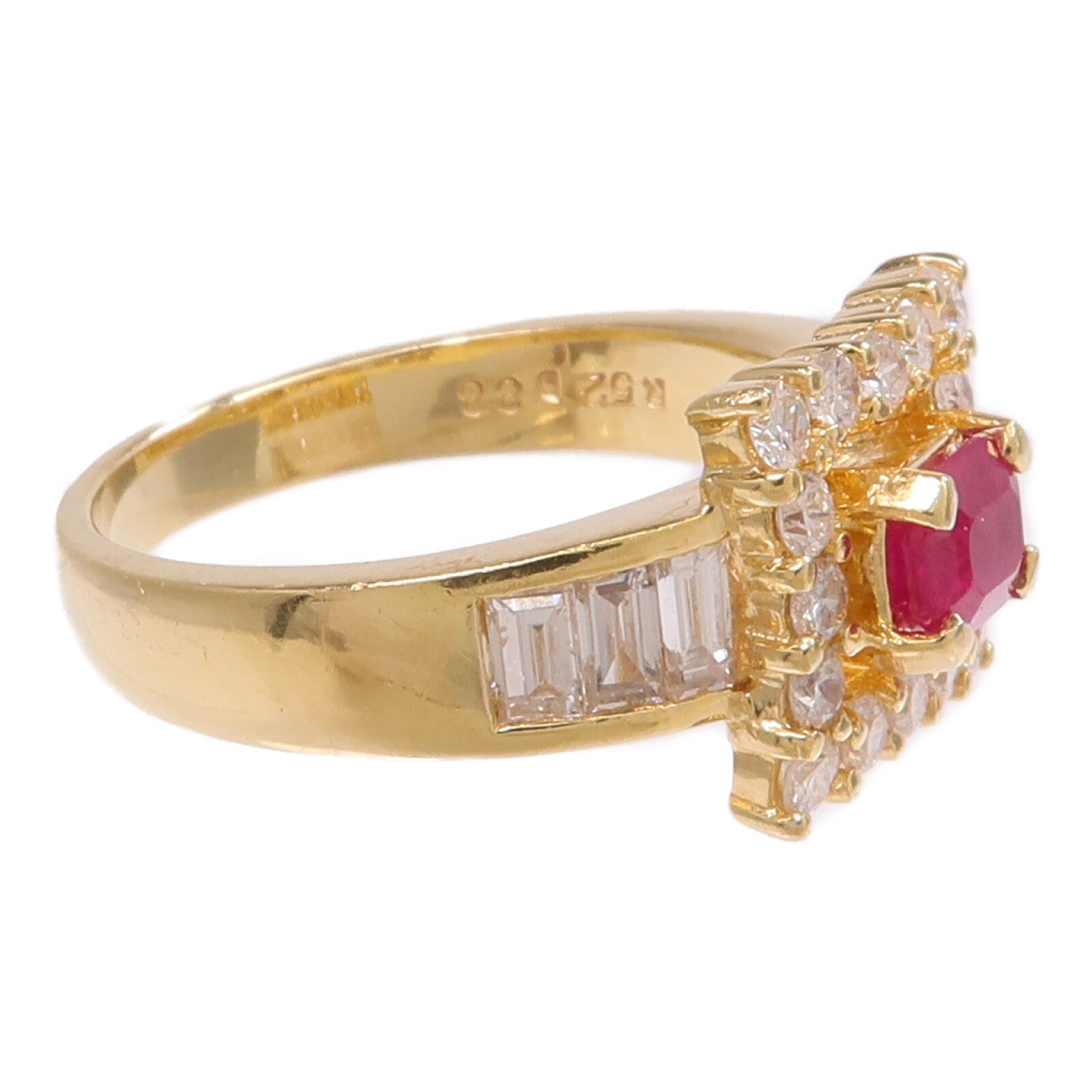 JEWELRY 【激減優惠】18K黃金Ruby Diamond Ring紅寶石/鑽石戒指US#6