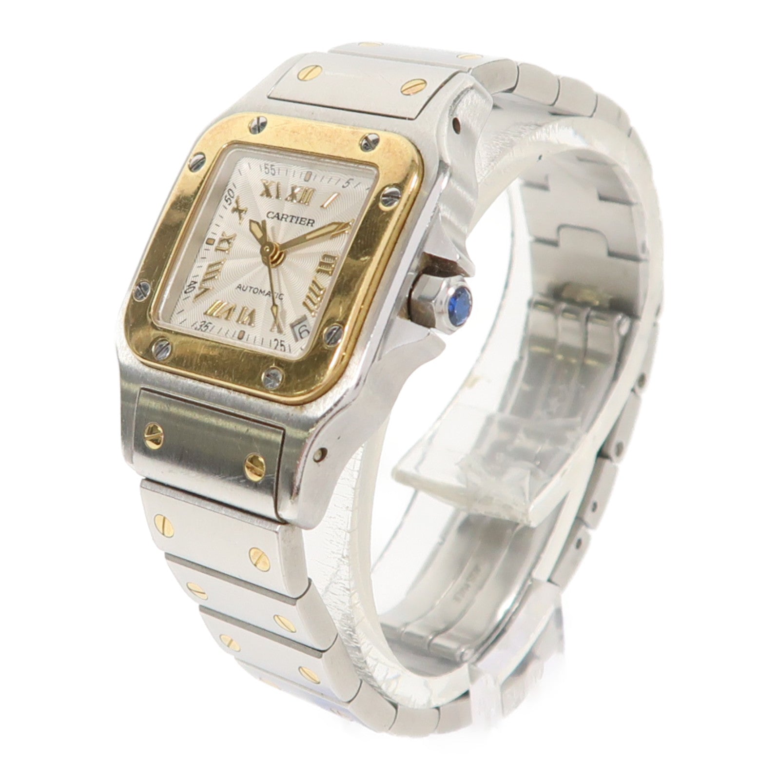 CARTIER Santos Galbee 18K黃金/不鏽鋼手錶自動機芯白色