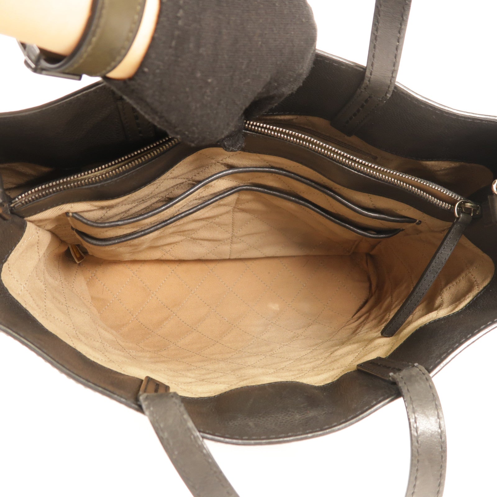 CHANEL 牛皮皮革2Way Shoulder銀扣手挽肩背兩用袋