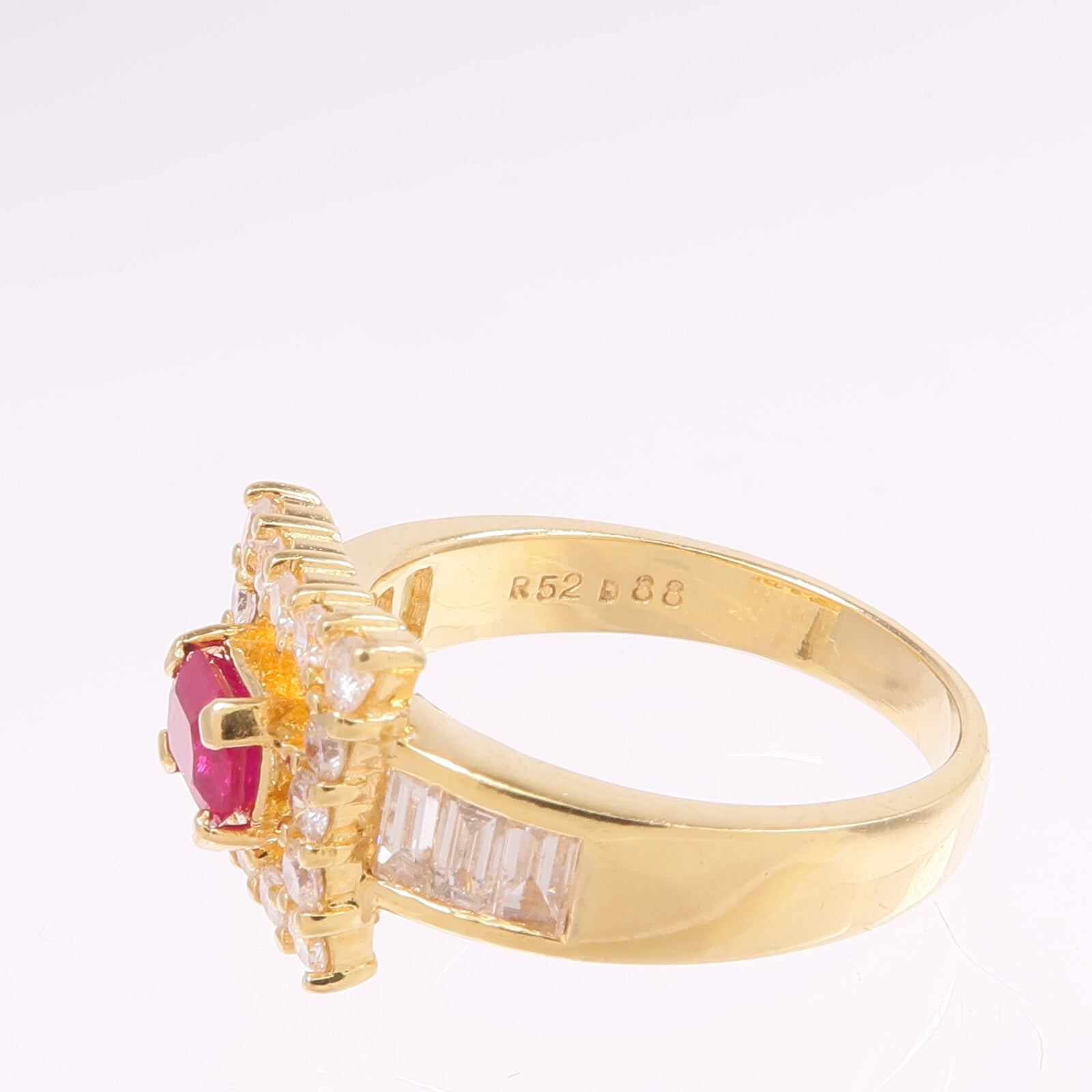 JEWELRY 【激減優惠】18K黃金Ruby Diamond Ring紅寶石/鑽石戒指US#6