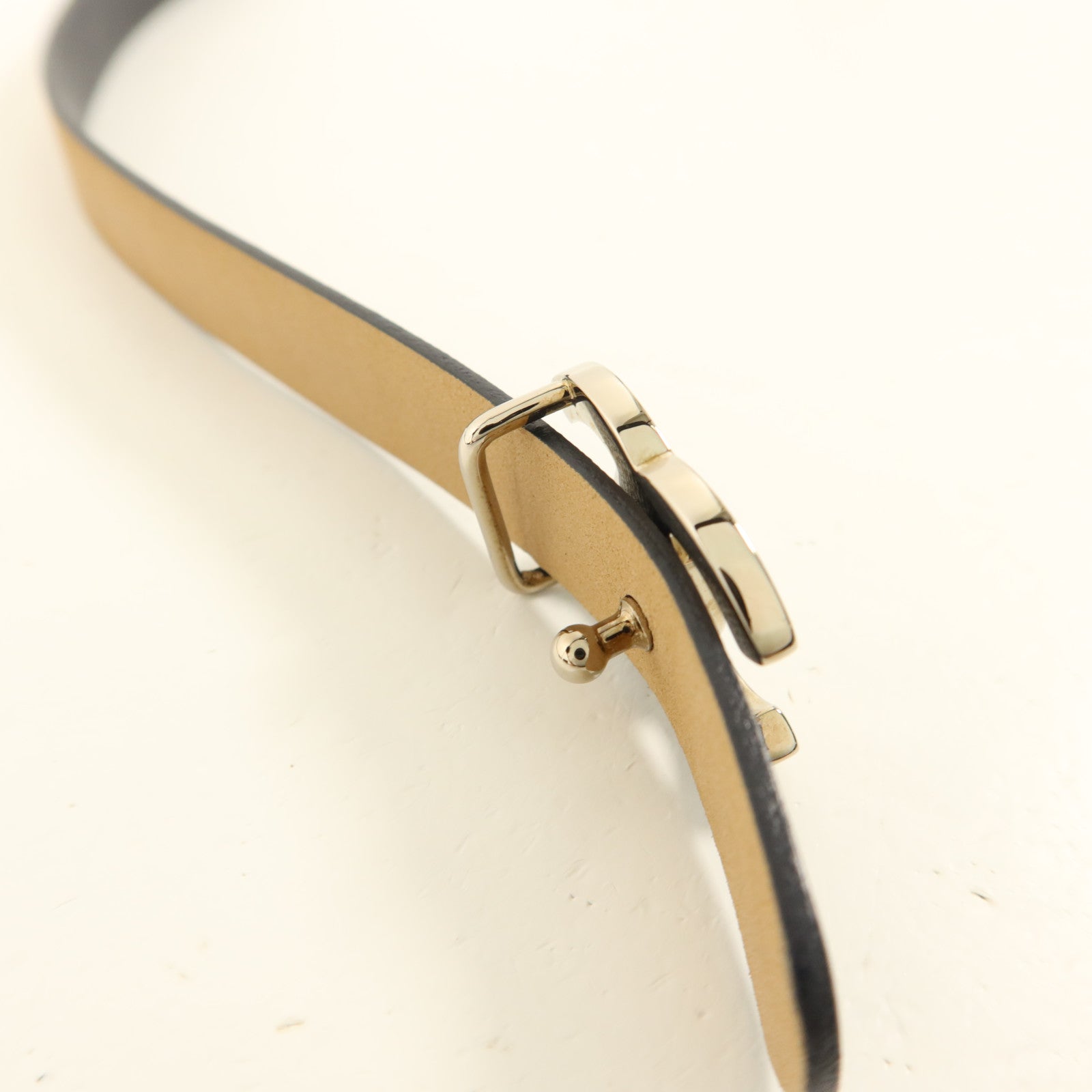 CHANEL 牛皮皮革Belt 85cm銀扣皮帶