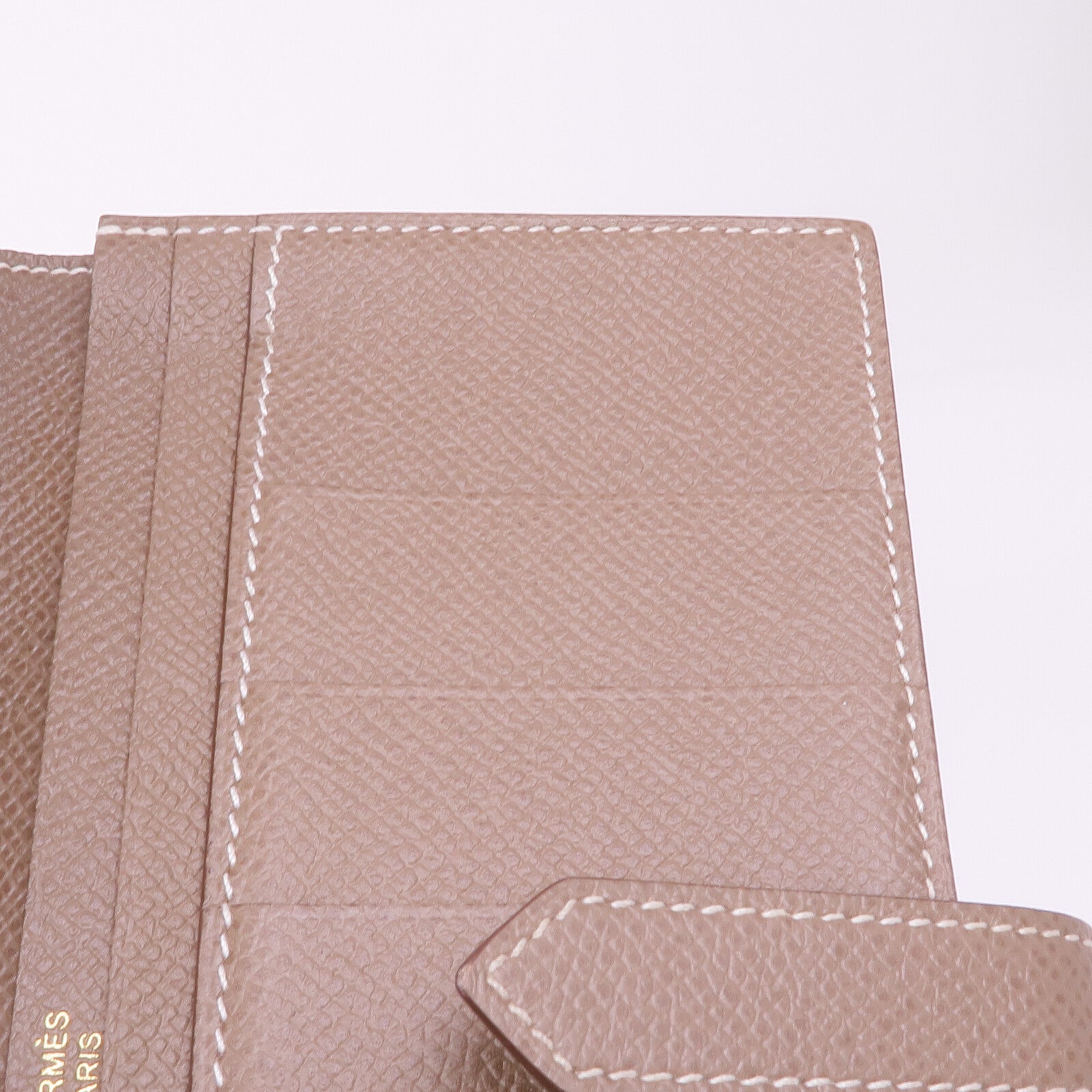 HERMES Epsom皮革Bearn Soufflet金扣長錢包Etoupe