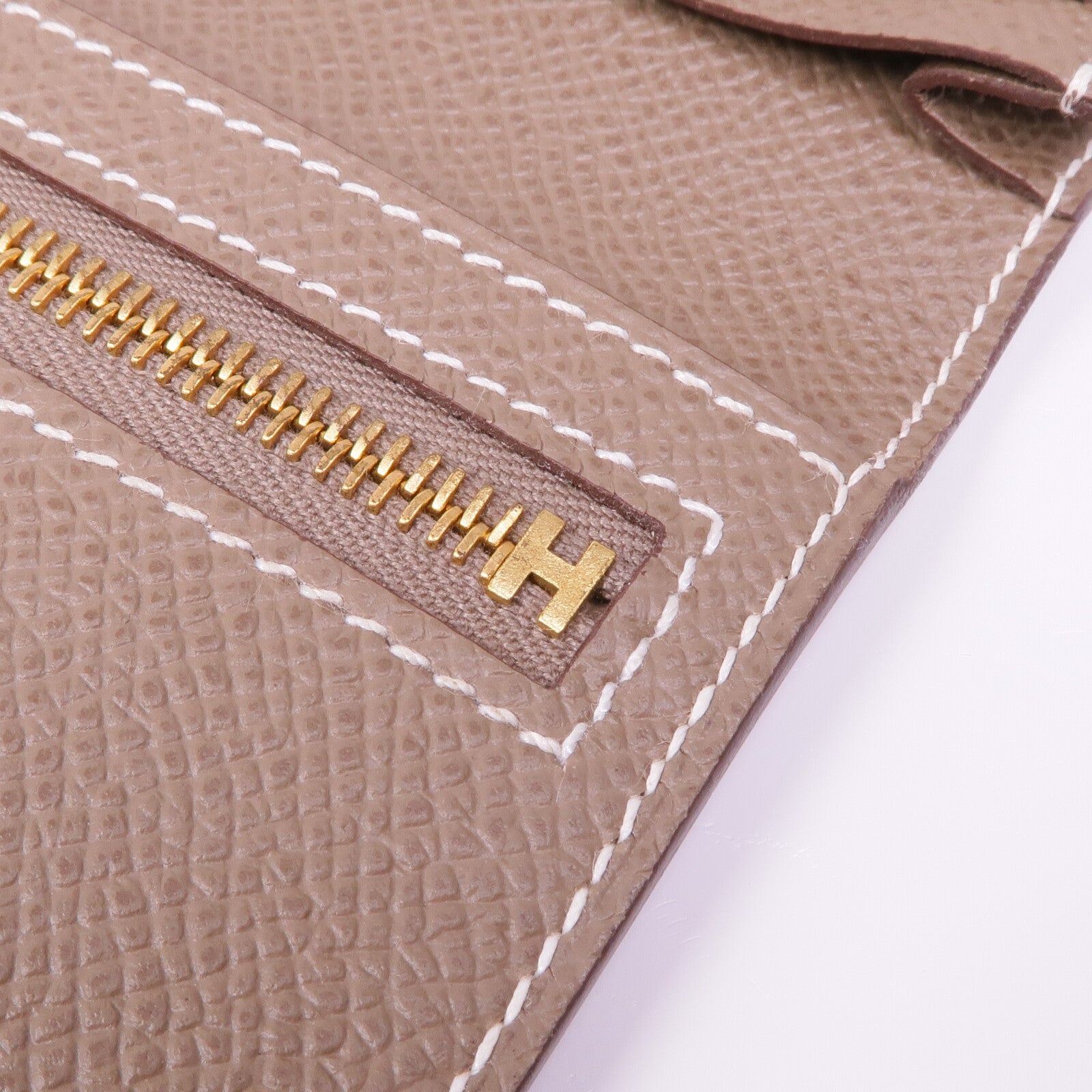 HERMES Epsom皮革Bearn Soufflet金扣長錢包Etoupe