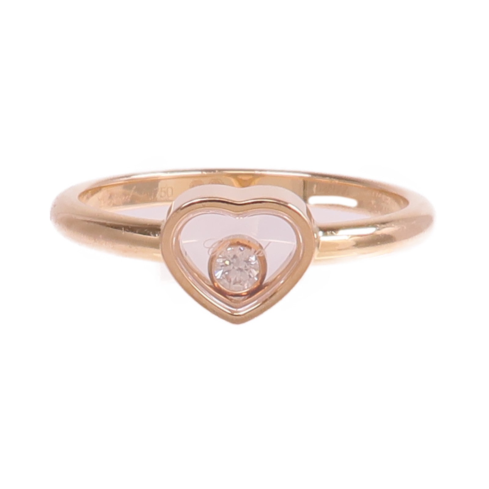 Chopard 18K玫瑰金My Happy Hearts Ring鑽石戒指US#5.75