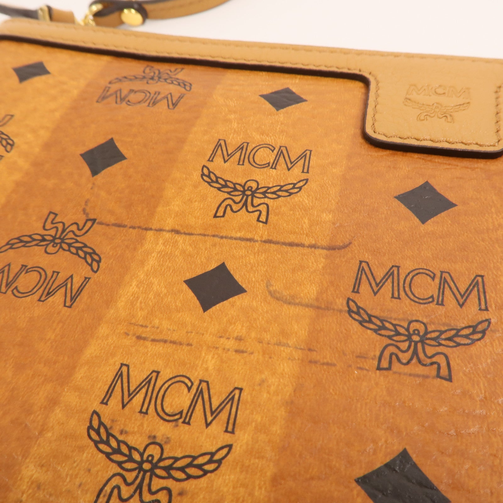 MCM 塗層帆布Pouch金扣手拿包