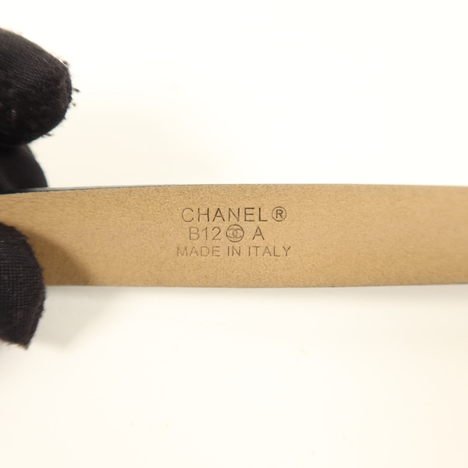 CHANEL 牛皮皮革Belt 85cm銀扣皮帶