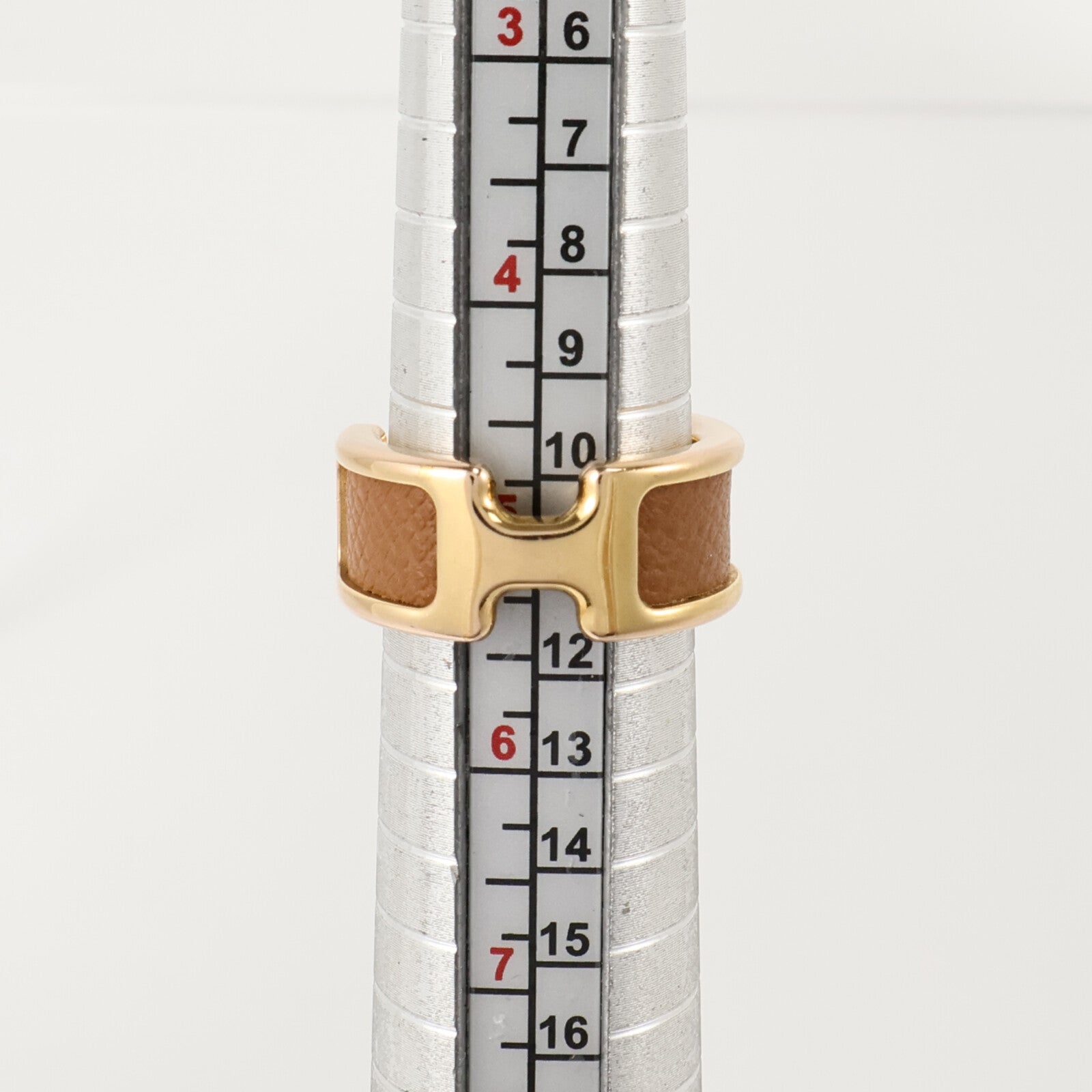 HERMES Madame皮革/金屬Olympe Ring Small Model戒指Gold
