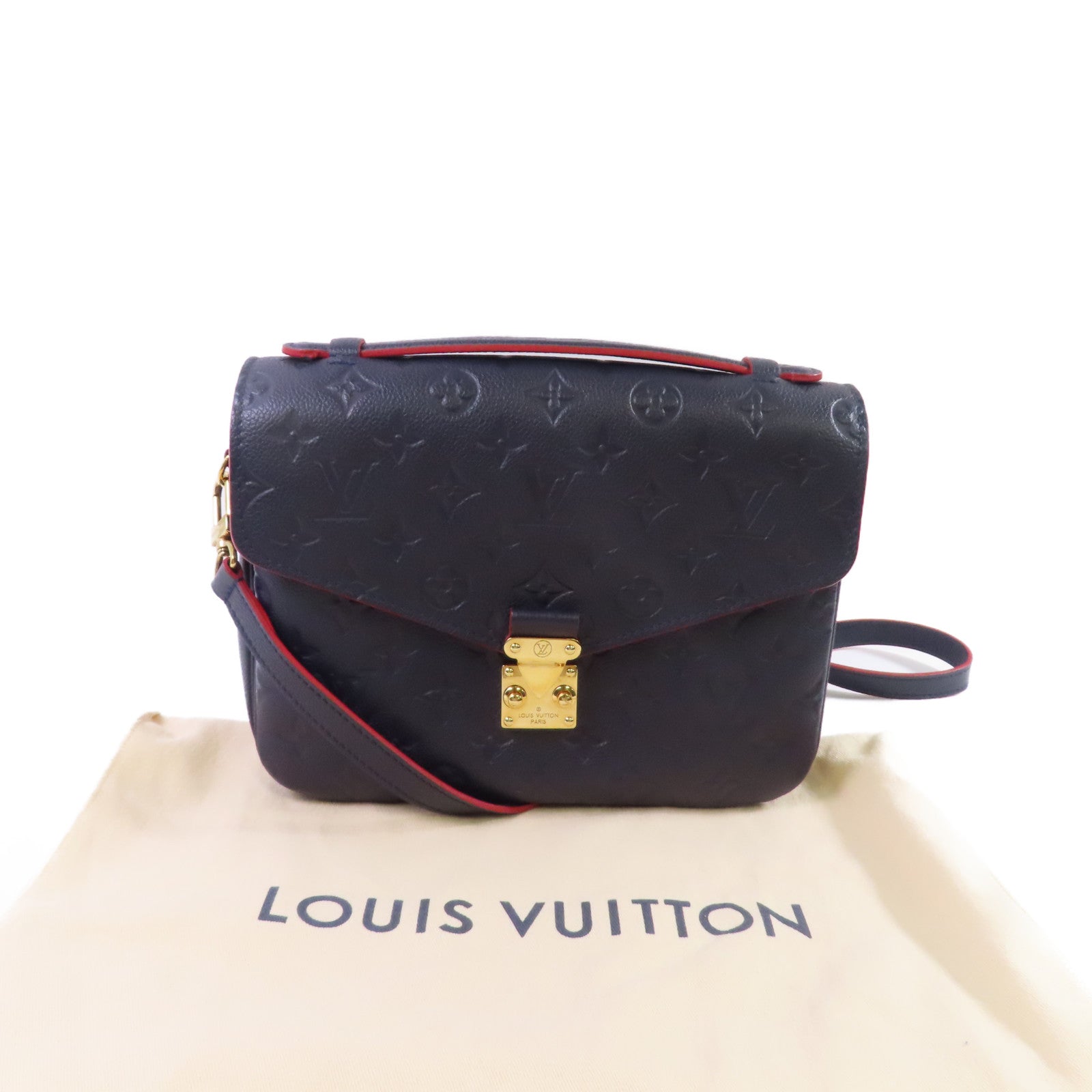 LOUIS VUITTON Monogram Empreinte Pochette Metis 2Way Shoulder Bag金扣手挽肩背兩用袋寶藍色/紅色