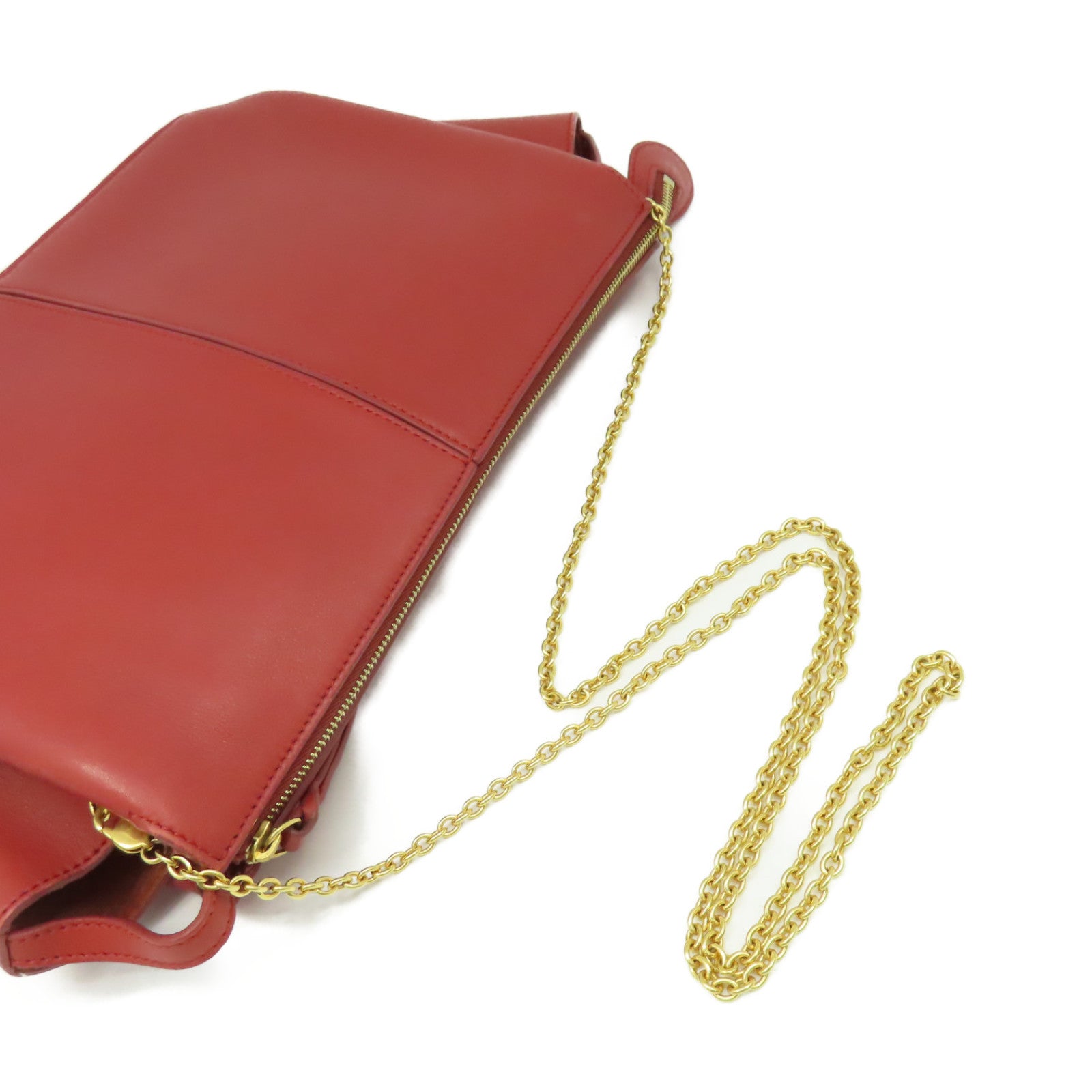 CELINE 【激減優惠】牛皮皮革Chain Shoulder Bag鏈帶肩背袋紅色