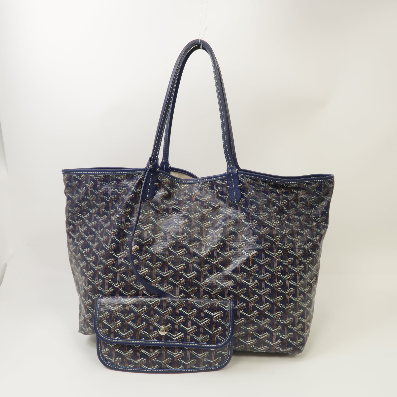 GOYARD 塗層帆布Saint Louis PM銀扣手挽袋藍色