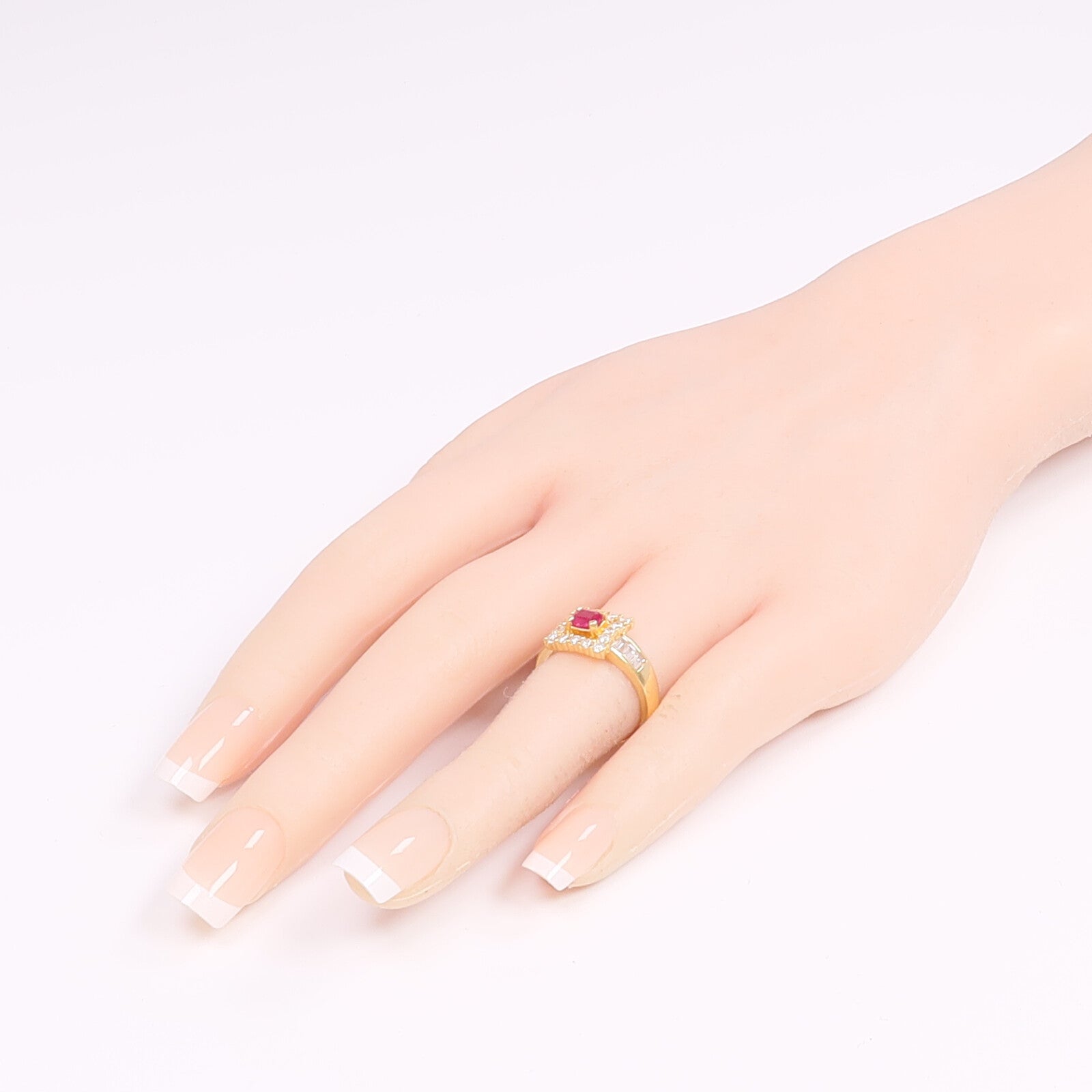 JEWELRY 【激減優惠】18K黃金Ruby Diamond Ring紅寶石/鑽石戒指US#6