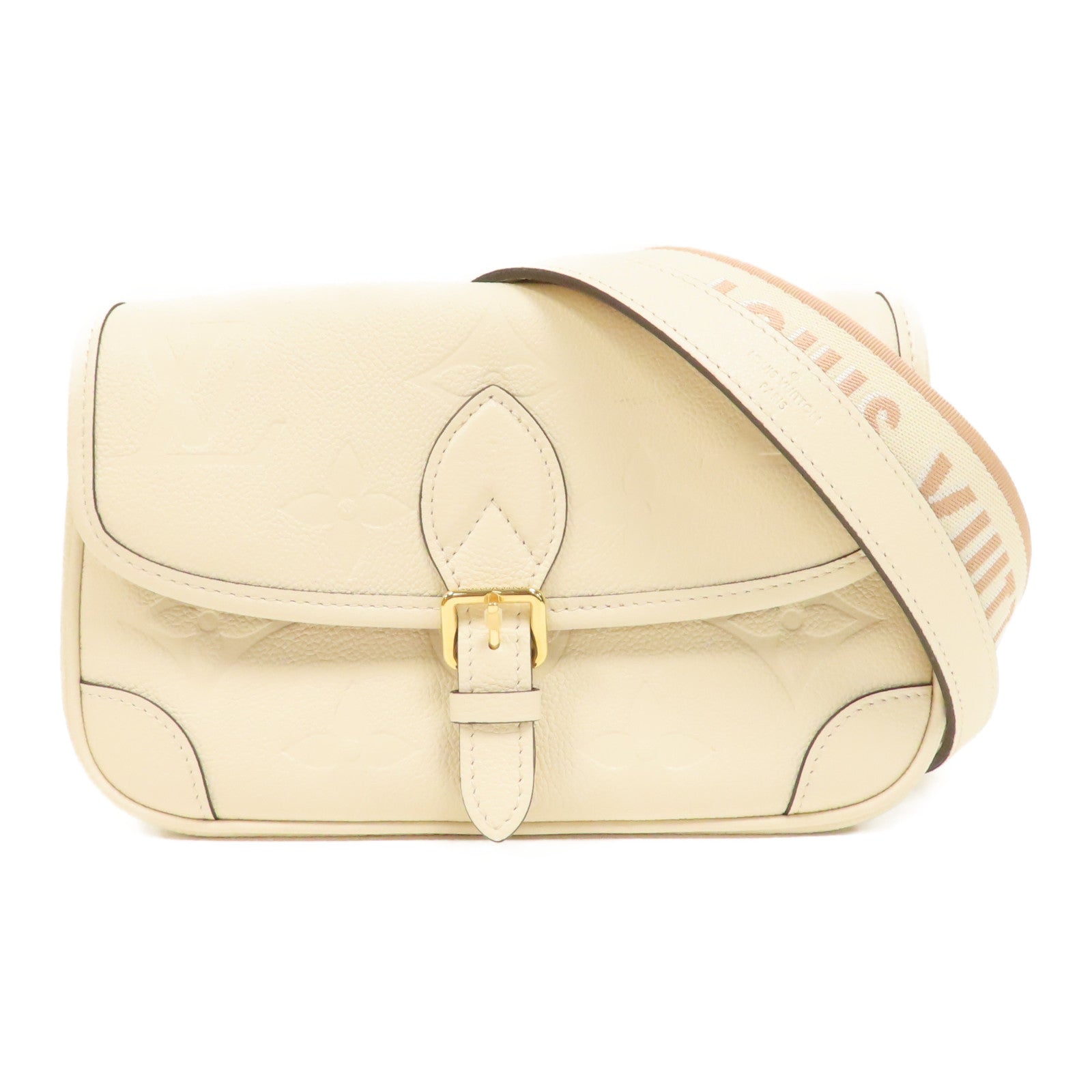 LOUIS VUITTON Monogram Empreinte Diane金扣肩背袋白色
