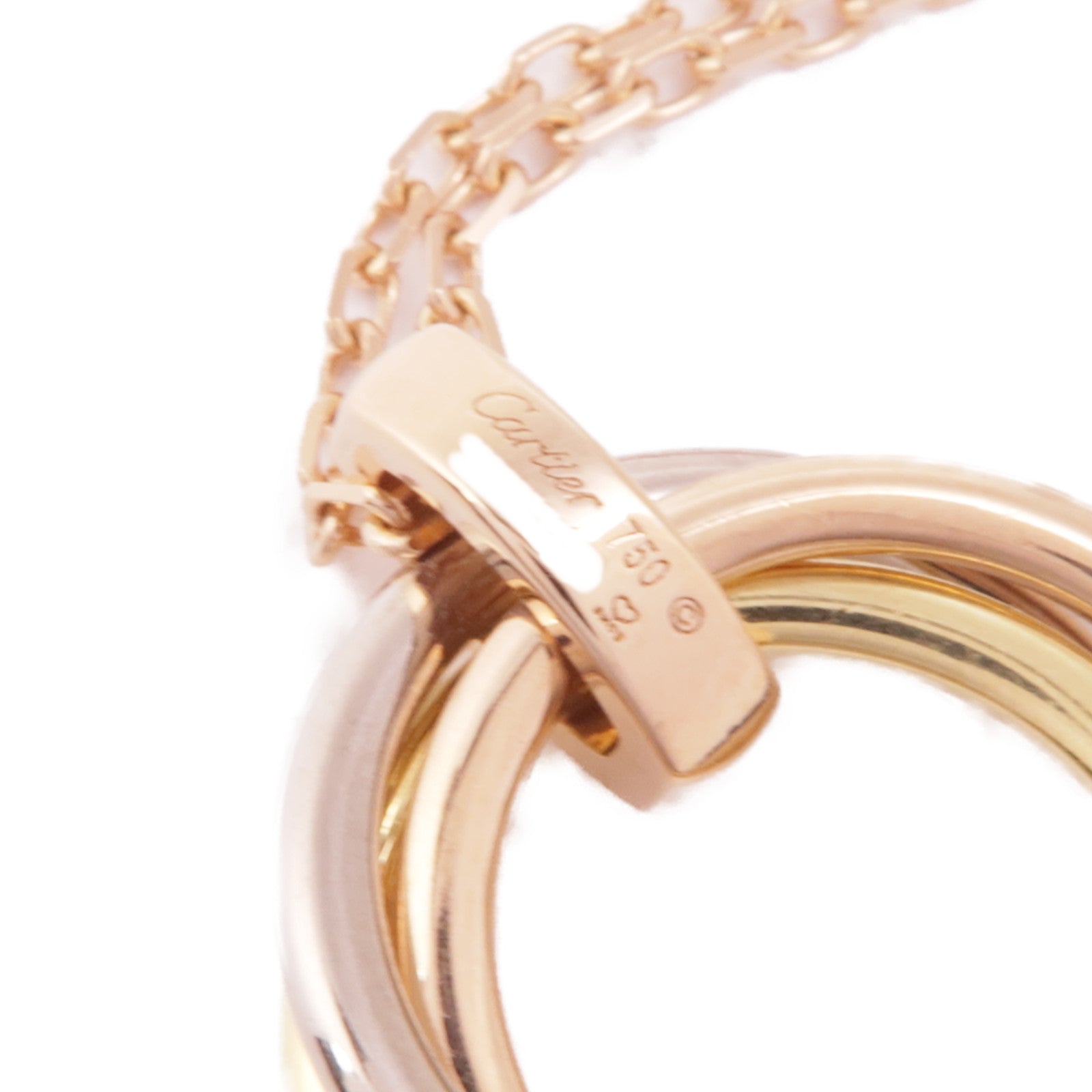 CARTIER 18K黃金/白金/玫瑰金Trinity Necklace 5P Diamond鑽石項鍊