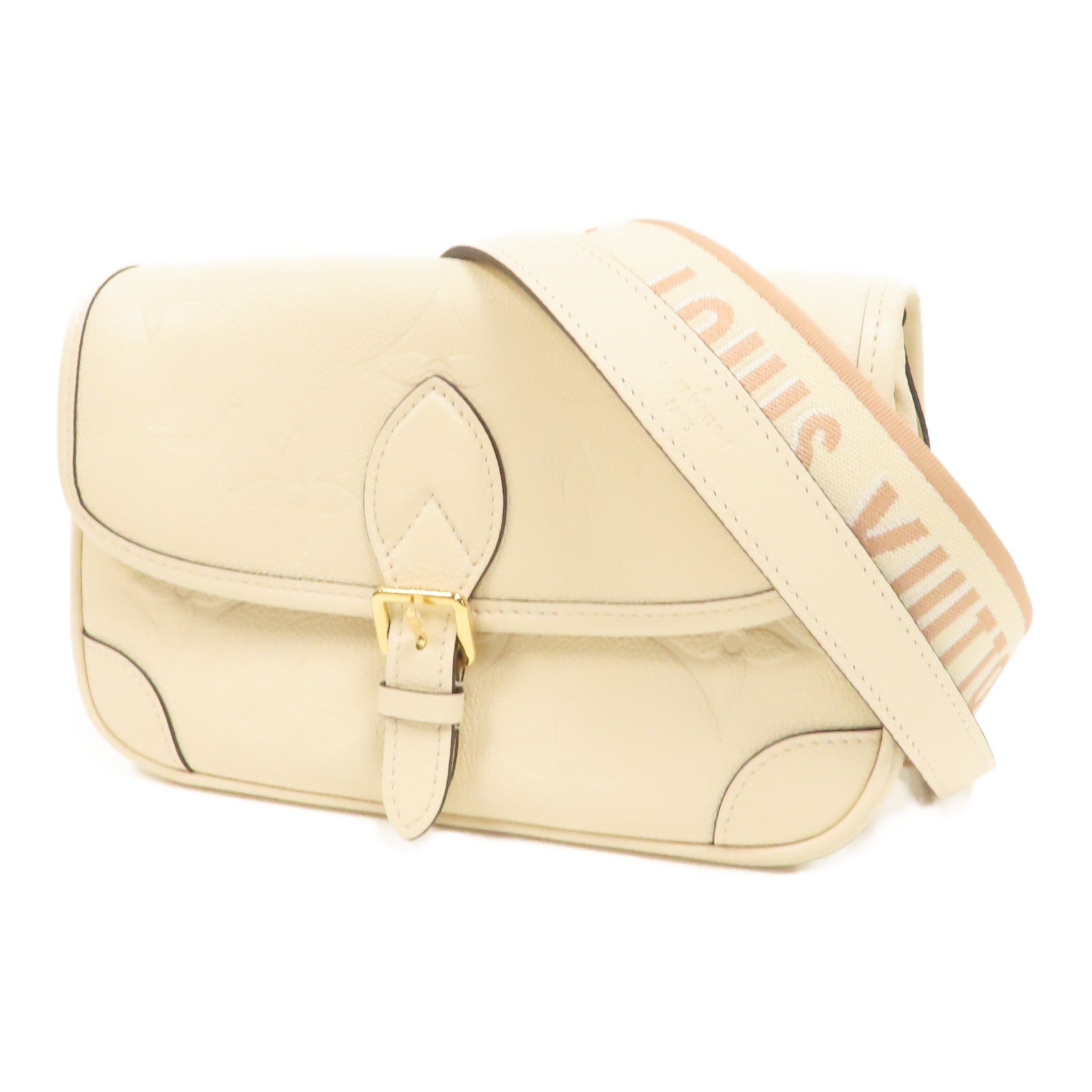 LOUIS VUITTON Monogram Empreinte Diane金扣肩背袋白色