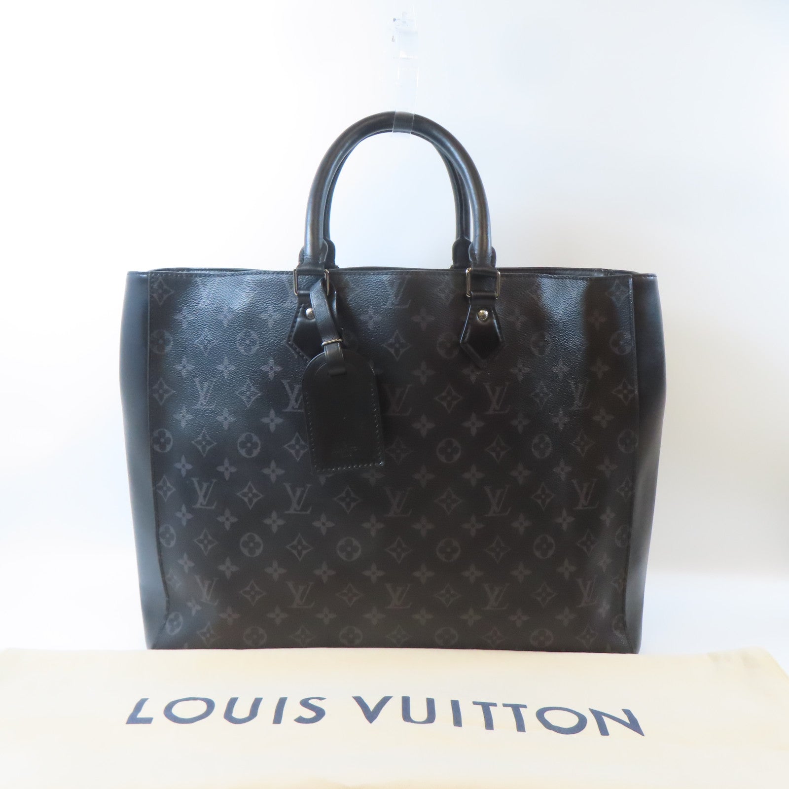 LOUIS VUITTON Monogram Eclipse Grand Sac銀扣手挽袋黑色