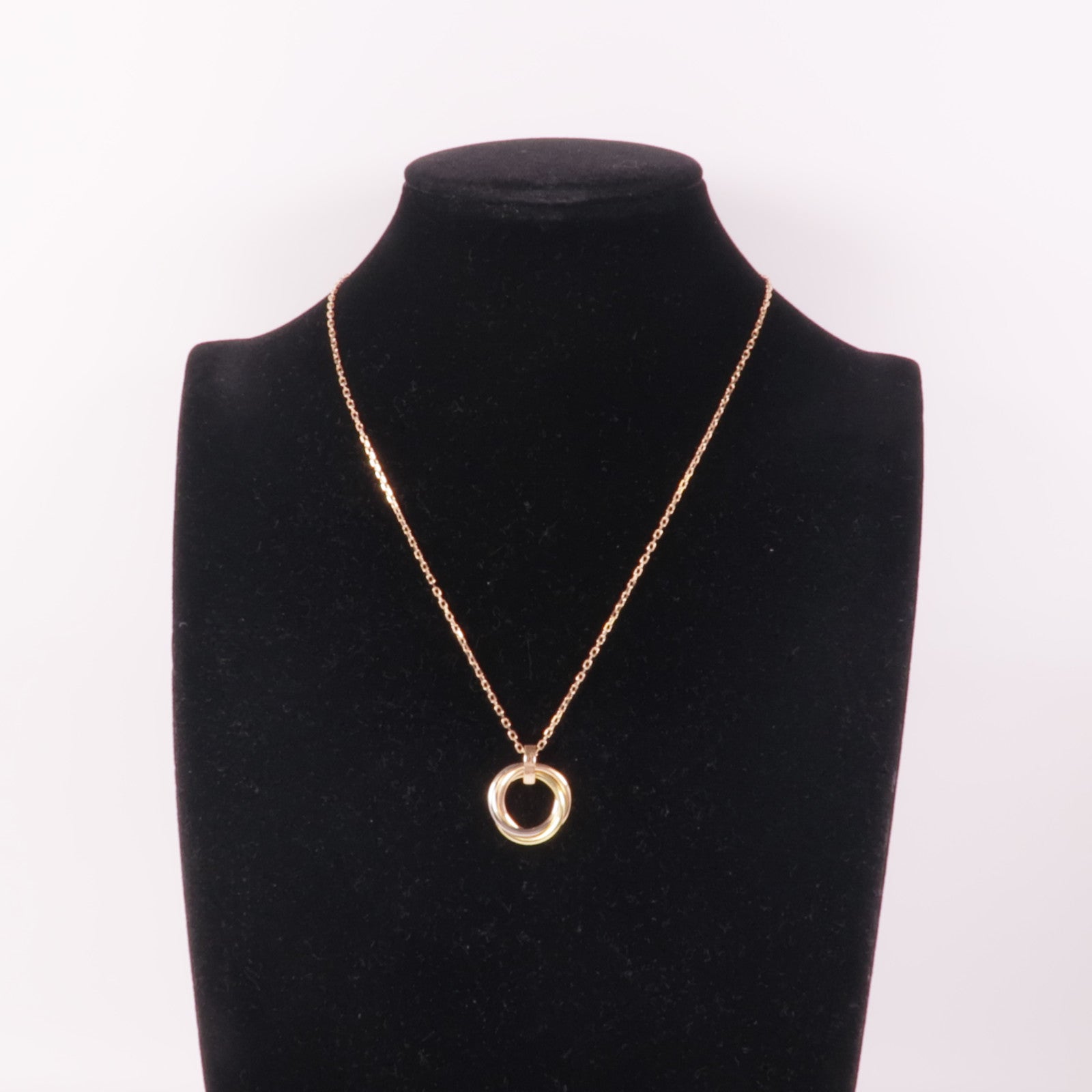 CARTIER 18K黃金/白金/玫瑰金Trinity Necklace 5P Diamond鑽石項鍊