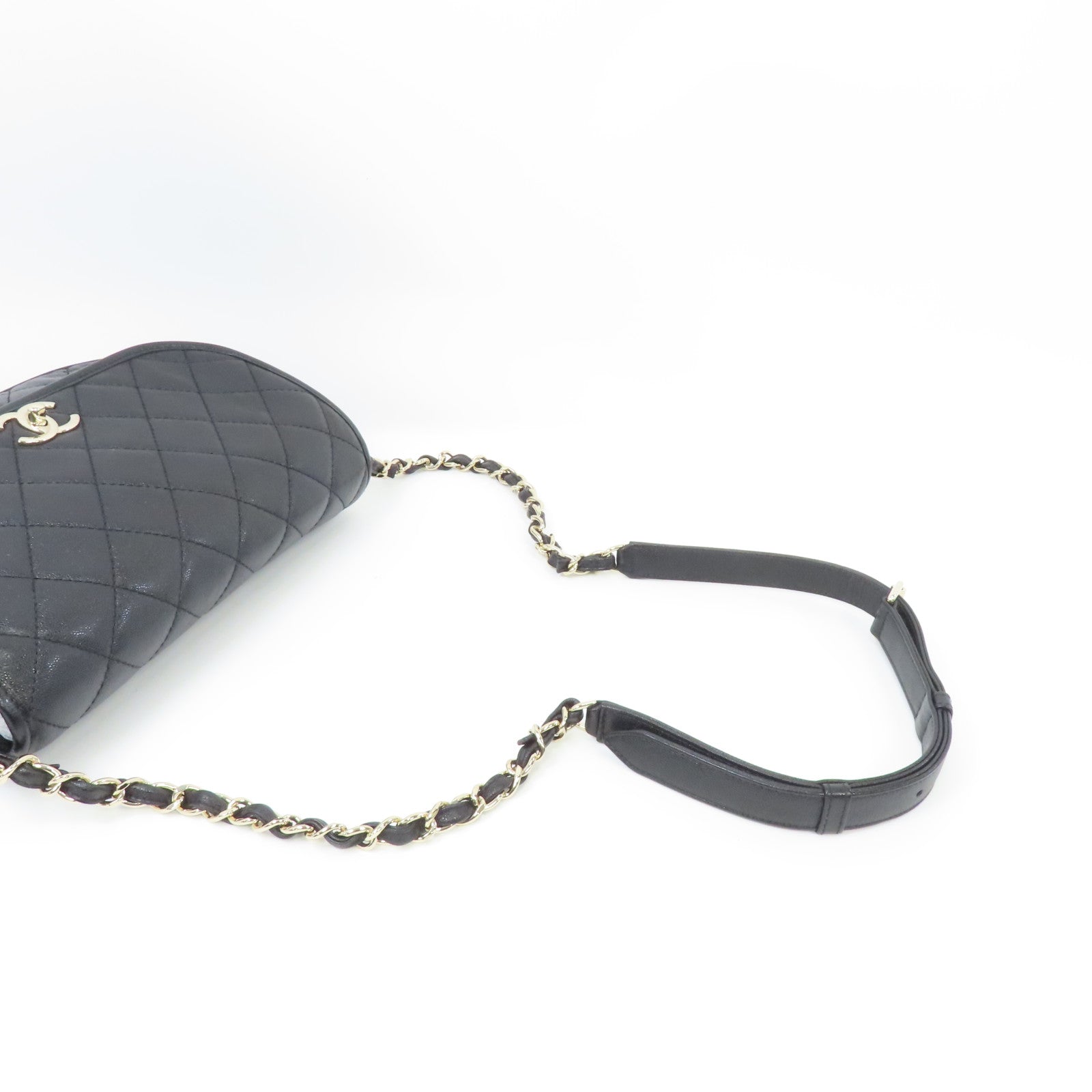 CHANEL 菱格Caviar皮革Chain Shoulder金扣鏈帶肩背袋