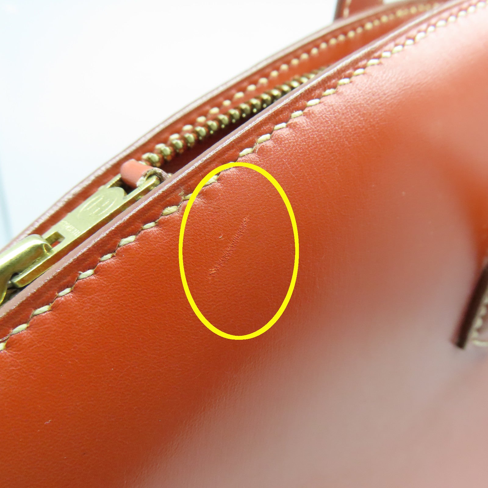 HERMES 【激減優惠】Box Calf皮革Vintage Bag金扣手挽袋啡色