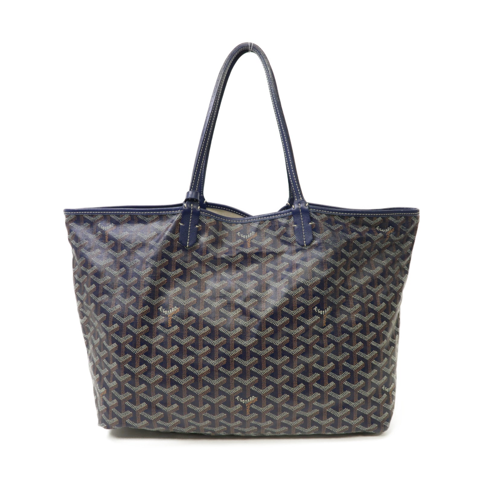 GOYARD 塗層帆布Saint Louis PM銀扣手挽袋藍色
