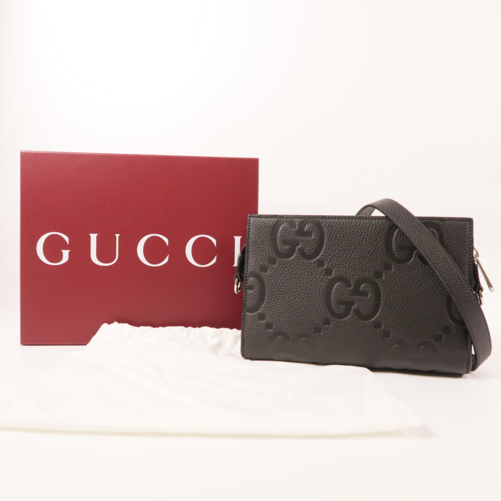 GUCCI 【激減優惠】皮革GG Jumbo Small Bag銀扣肩背袋