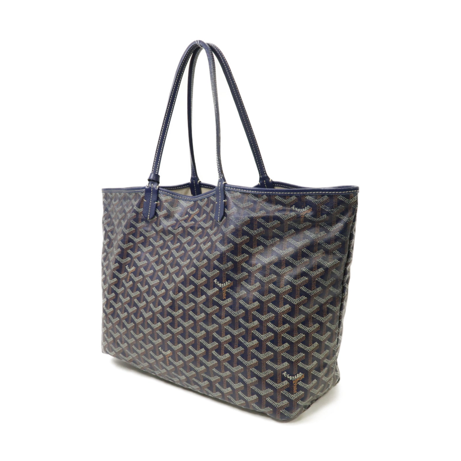 GOYARD 塗層帆布Saint Louis PM銀扣手挽袋藍色