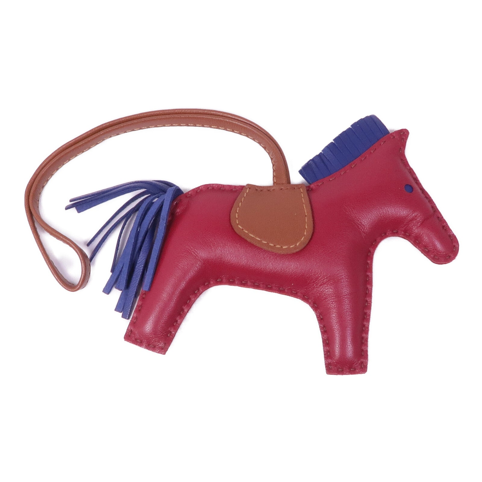 HERMES Milo皮革Rodeo MM掛飾Rubis/Fauve