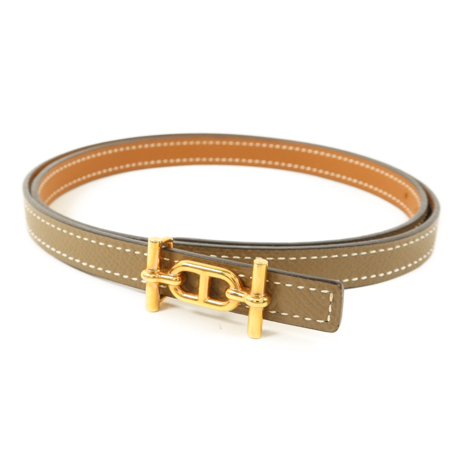 HERMES Epsom皮革Gamma Reversible Belt 75cm皮帶Etoupe