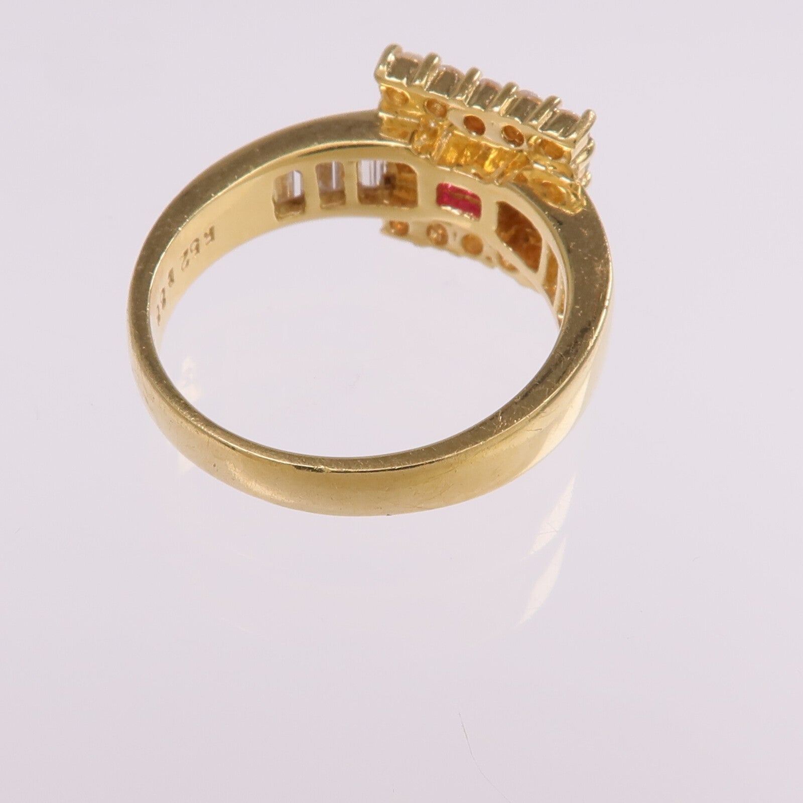 JEWELRY 【激減優惠】18K黃金Ruby Diamond Ring紅寶石/鑽石戒指US#6